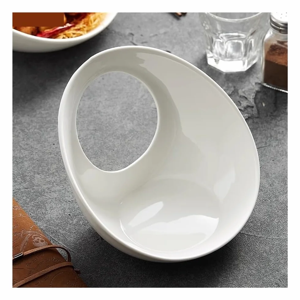 Talerze Obiadowe Czysty biały talerz ceramiczny o specjalnym kształcie - talerz do sałatek deserowych i przekąsek(19cm)