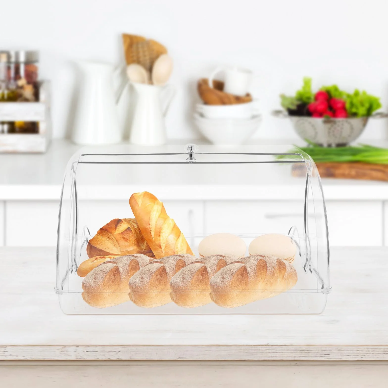 Generic Hermetyczny Pojemnik Chleb z Rolowanym Wieczkiem Plastikowy Pojemnik Do Przechowywania Domowego Chleba Bułek Ciastek i Muffinek Praktyczny Organizer Blaty Kuchenne i Restauracje