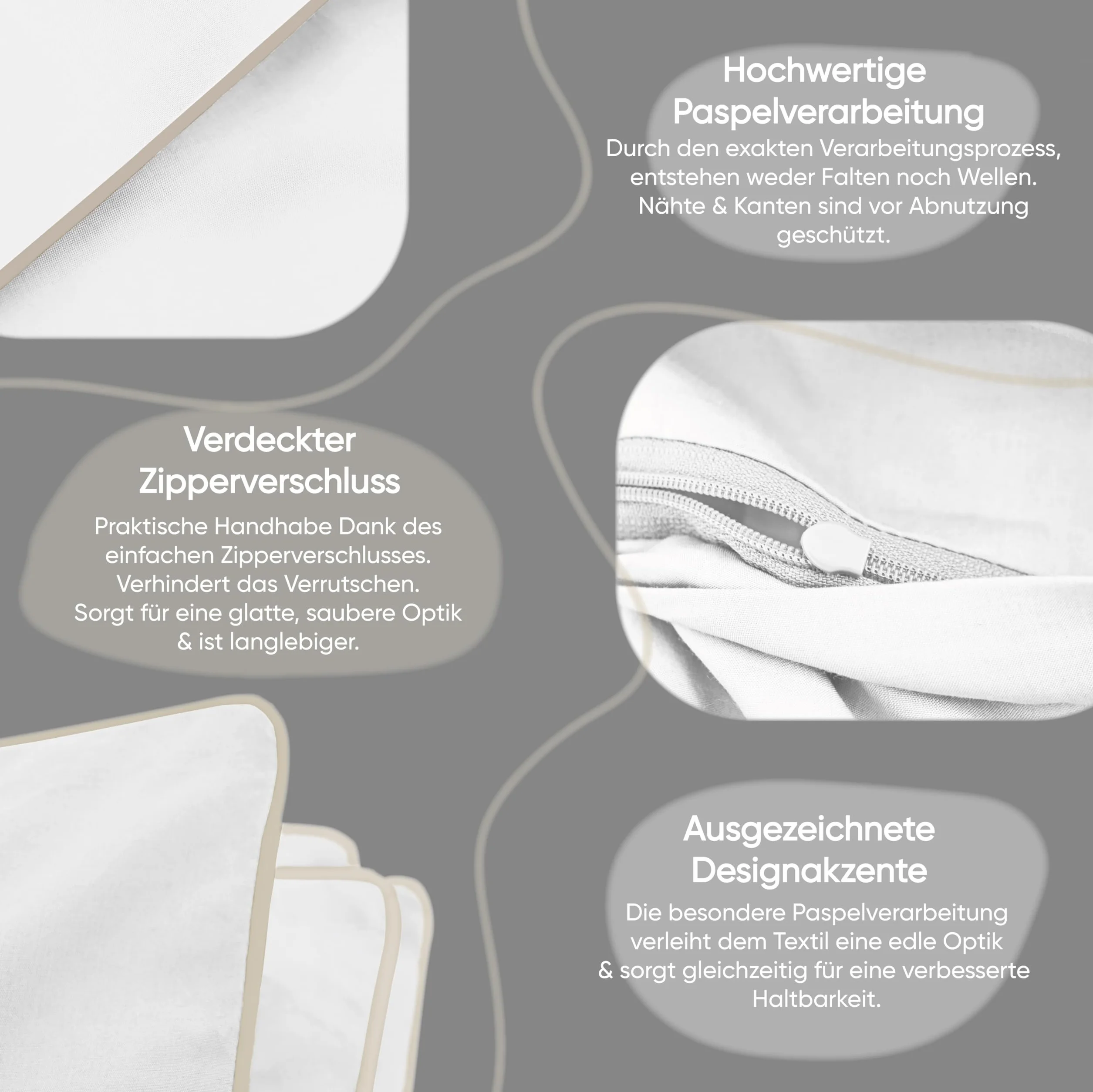 jilda-tex Luksusowa pościel premium z eukaliptusa, 100% Lyocell Tencel™ Piping, certyfikat wyjątkowo ekologiczna (beżowa, 2-częściowa. 135 x 200 cm/80 x 80 cm)