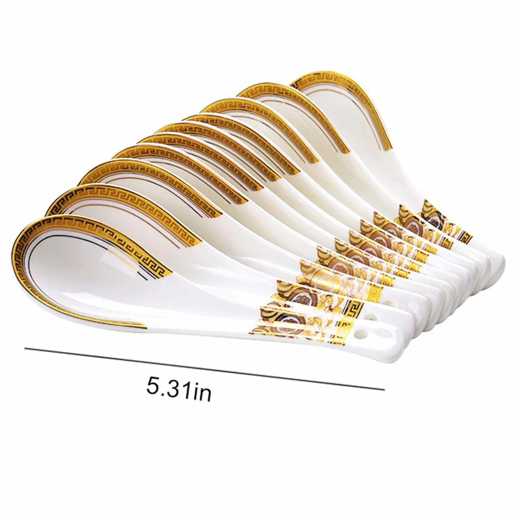 Trwałe łyżki zestaw łyżek porcelana kostna łyżka do zupy mała łyżka azjatycki styl europejski łyżka do zupy 10 sztuk 13 cm długa łyżka obiadowa