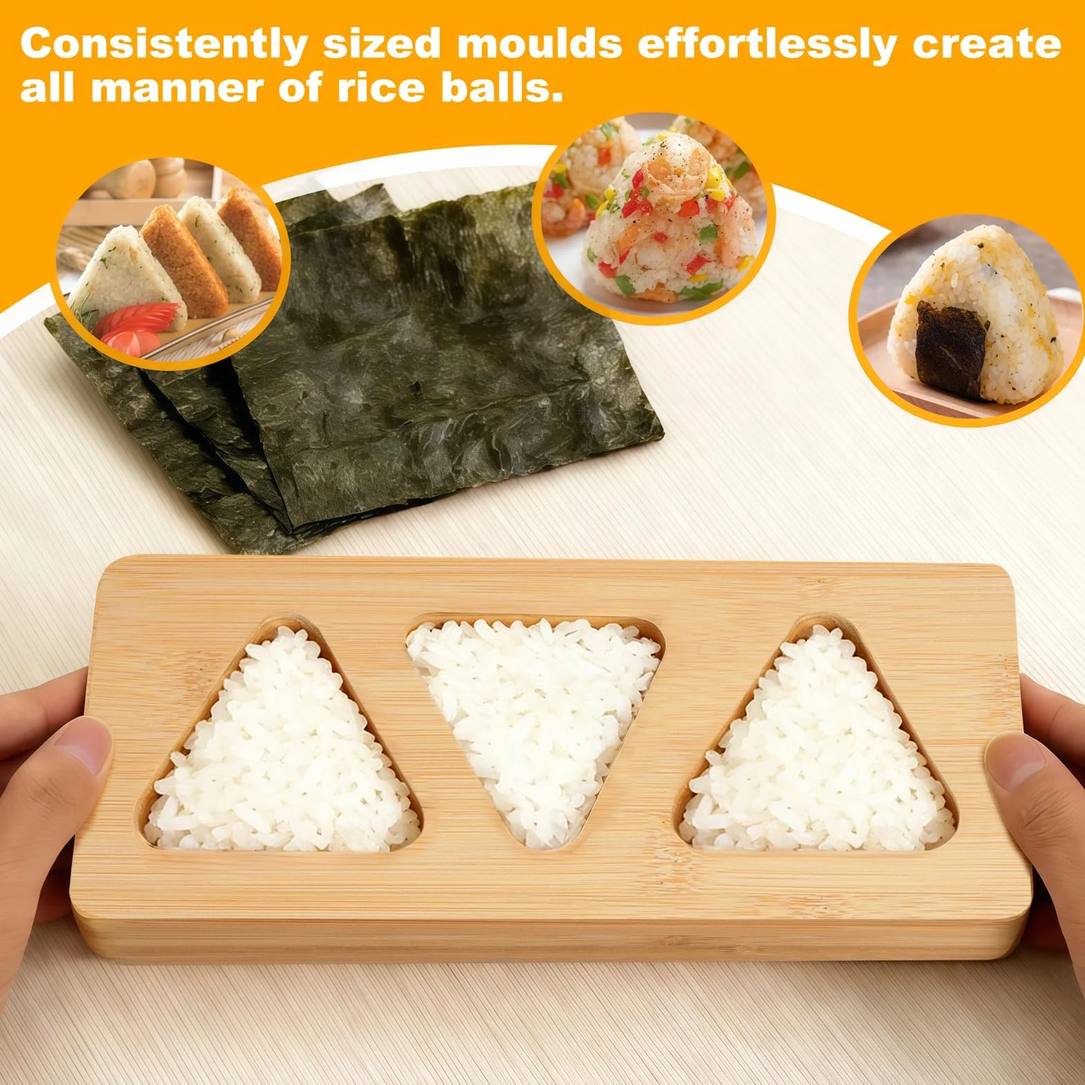 Onigiri foremka z bambusa, wyciskarka do sushi, mała i duża, mini maszyna do robienia Onigiri do bento, japońskiej przekąski trójkąta Omusubi