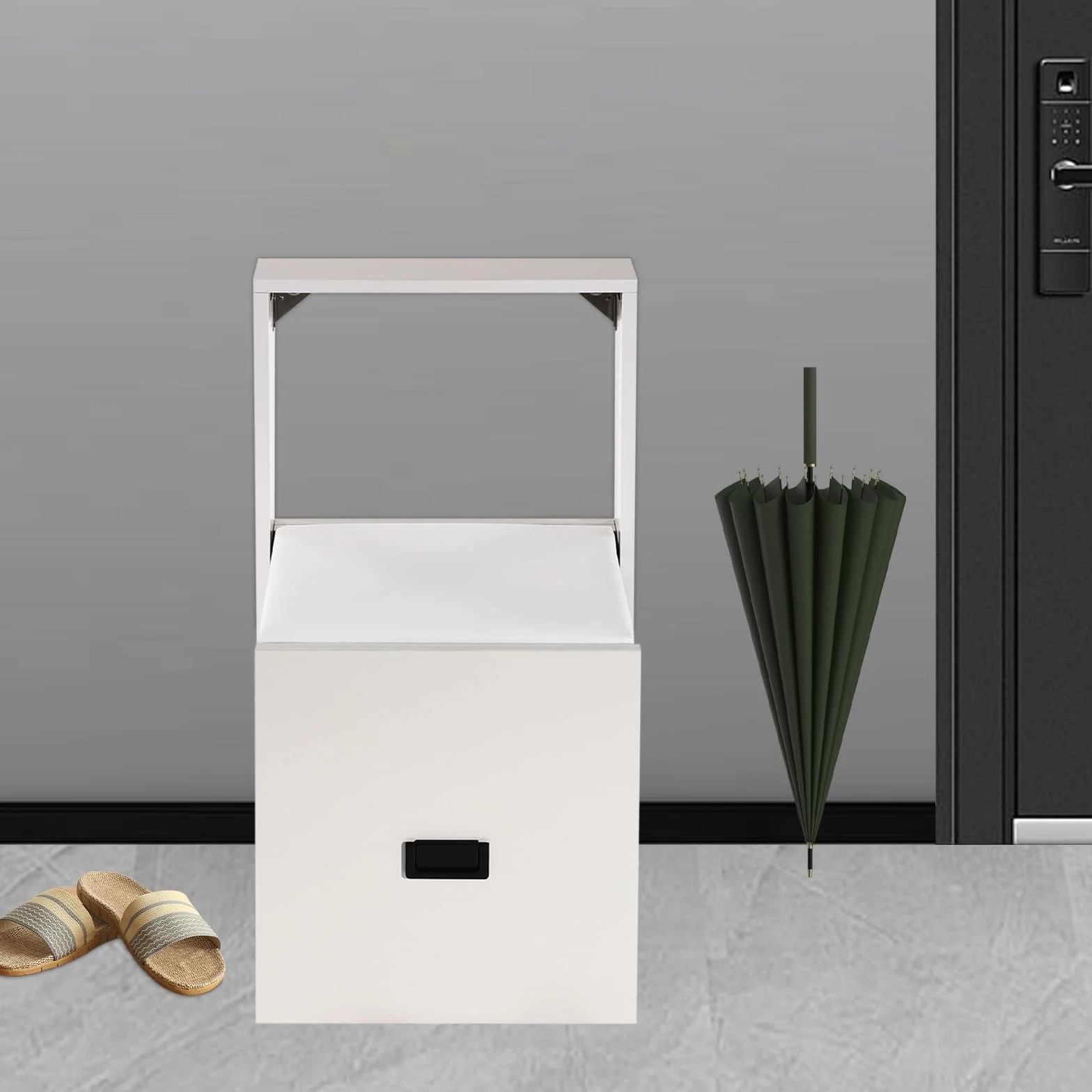 Krzesło składane ścienne, 35,5 x 36,5 cm, składane siedzisko, ściana krzesło składane, obciążenie całkowite 150 kg, montowany na ścianie, składany taboret na buty (czysta biel)