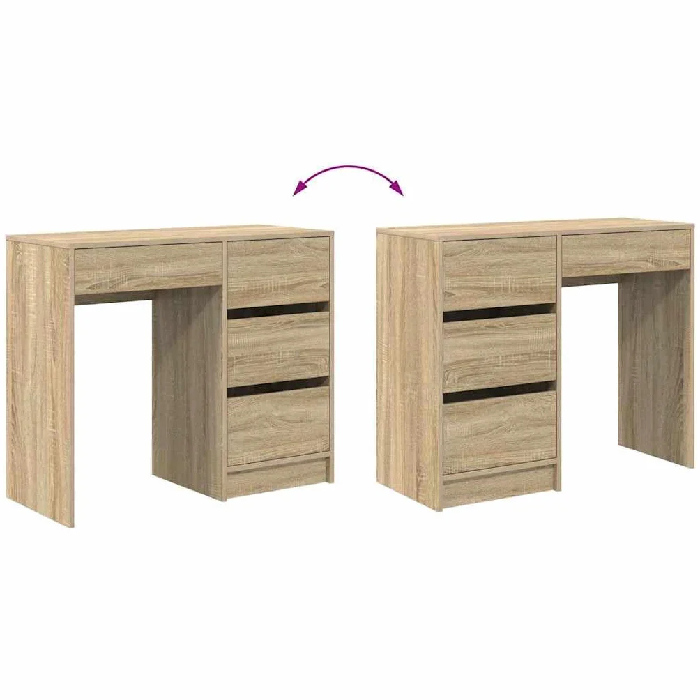 Biurko dąb Sonoma materiał drewnopochodny 90 x 37,5 x 75 cm z szufladą miejsce do przechowywania do domu, biura, gabinetu, ergonomiczne, zajmuje mało miejsca
