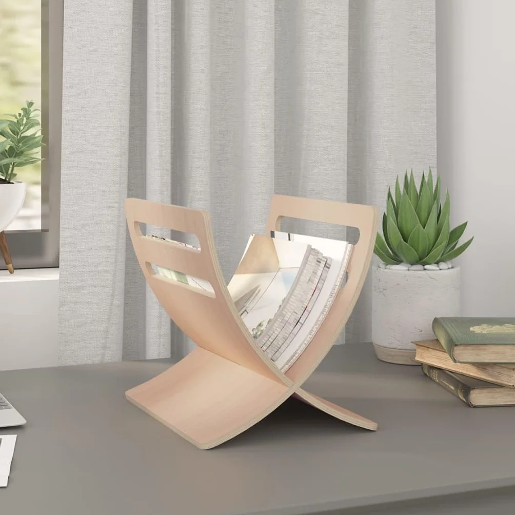 Stojak na czasopisma z naturalnego drewna do czasopism | Prosty design, łatwy montaż, do salonu, jadalni, łazienki