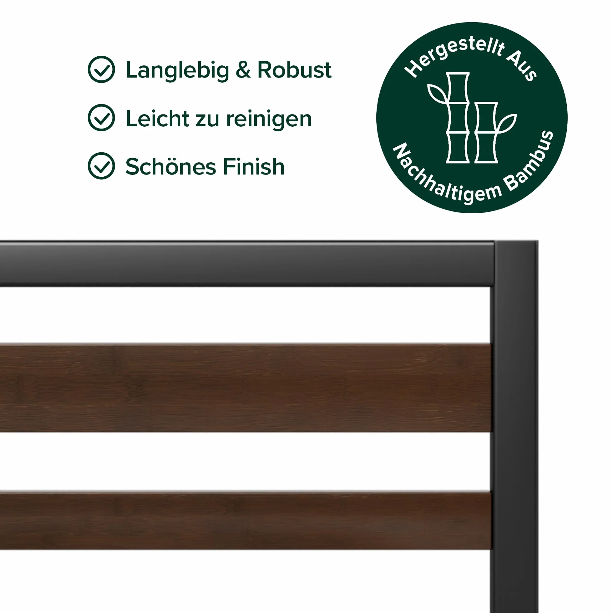 Zinus Kai Rama łóżka 140 x 200 cm z bambusowym zagłówkiem – metalowe łóżko 140 x 200 cm z metalowym stelażem pod materacem – platforma o wysokości 80 cm z wolną przestrzenią pod spodem – nie wymaga