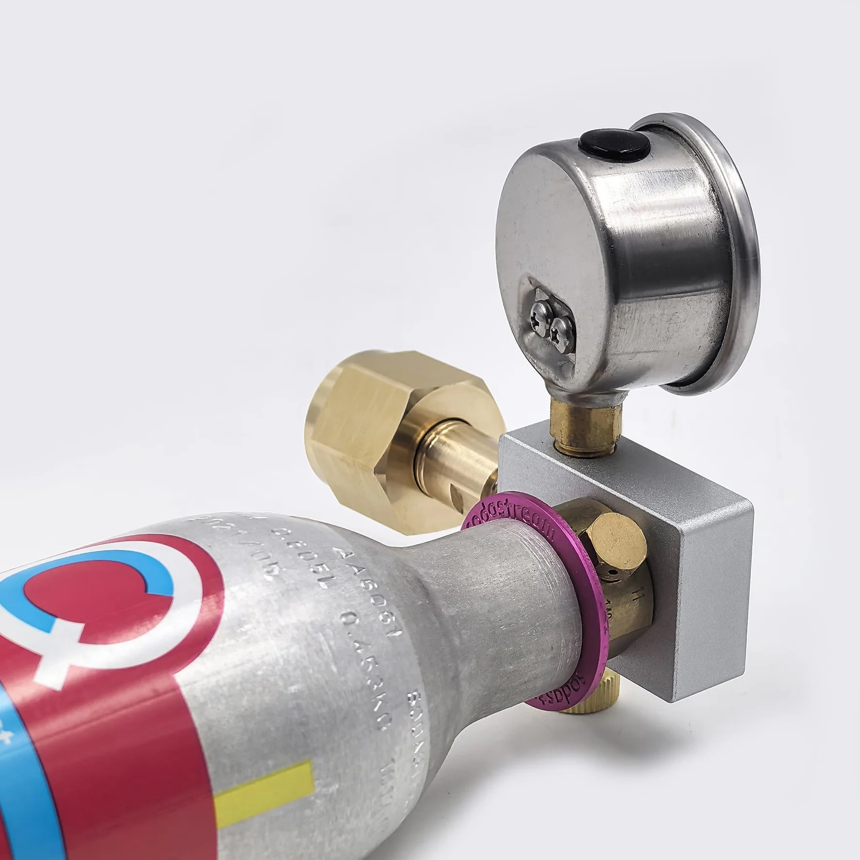 DRYHTEN Adapter do napełniania dwutlenku węgla z miernikiem dla Sodastream DUO Terra Art Gaia Różowy cylinder butelka Quick Connect