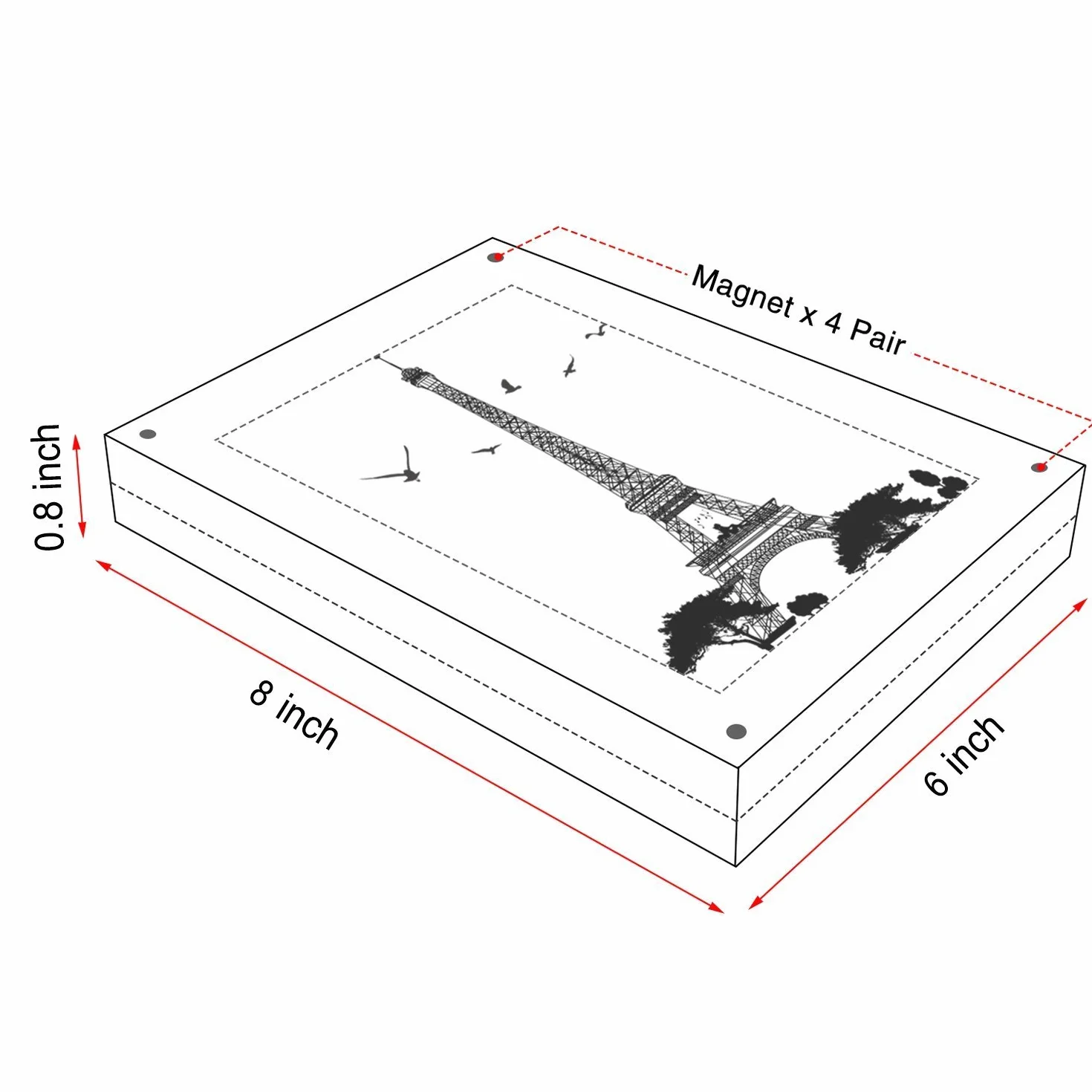 Boxalls Akrylowe ramki na zdjęcia 15 x 20 cm, zestaw 3 sztuk, bez ramki na zdjęcia biurkowe z magnetycznymi, dwustronne przezroczyste
