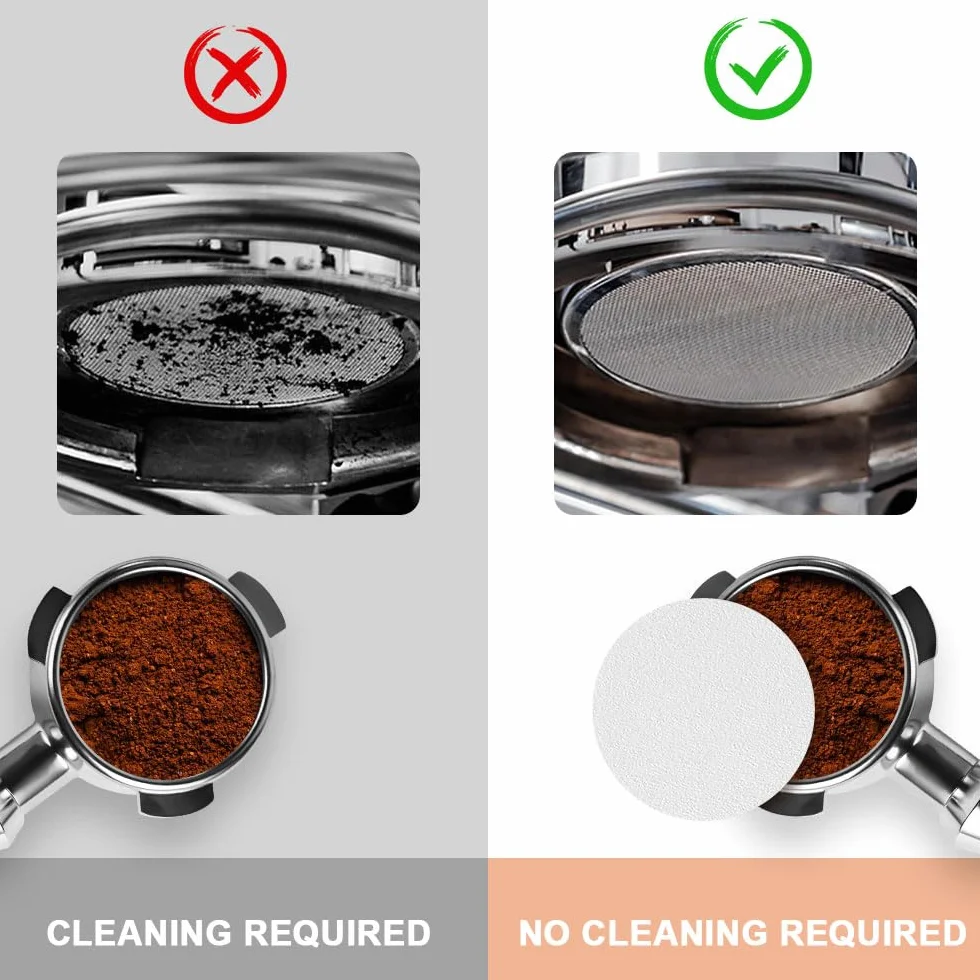 HOTUT Okrągły papierowy filtr do kawy, 400 sztuk 64 mm filtrów papierowych do espresso, Naturalny papier filtracyjny filtry papierowe do kawy, do Aeropress -Biały