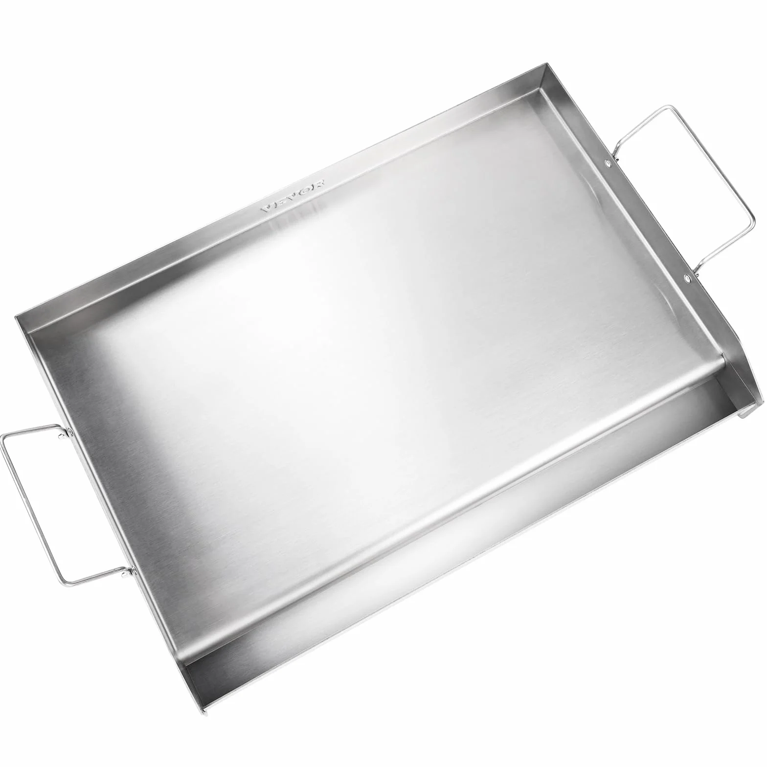 VEVOR Wstępnie przyprawiona płyta grillowa 587 x 395 mm, prostokątna płyta grillowa ze stali nierdzewnej, nieprzywierająca, grubość 2 mm, do kuchenki gazowej z 2 palnikami