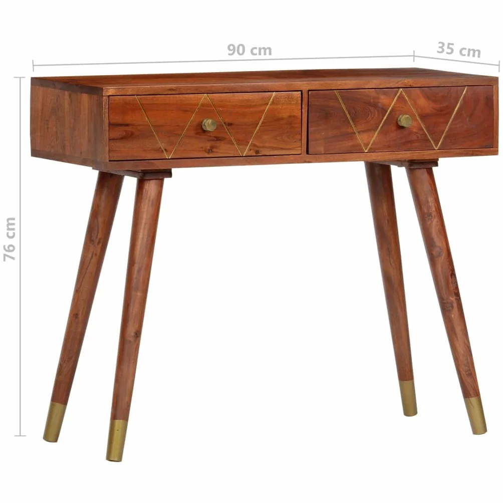 vidaXL Stolik typu konsola, 90 x 35 x 76 cm, lite drewno akacjowe