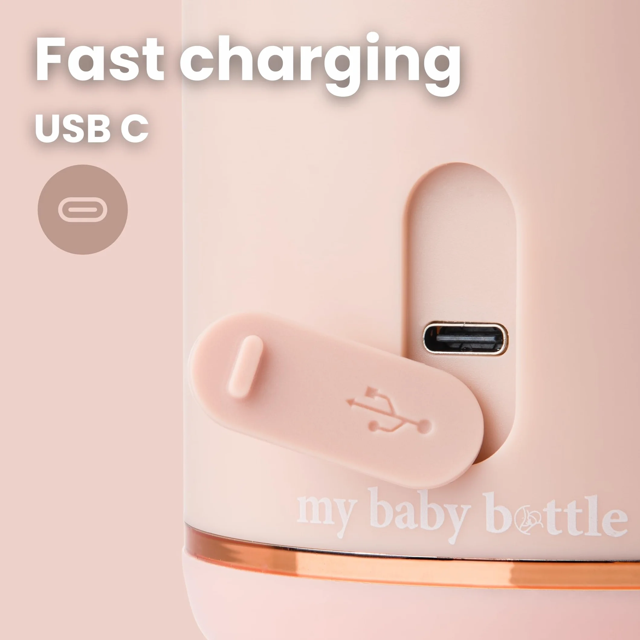 Bezprzewodowy podgrzewacz do butelek MyBabyBottle, mleka modyfikowanego, mleka matki, szybkie podgrzewanie w ciągu 8 minut, butelka dla niemowląt do podróży, samochodu, samolotu (Różowy)