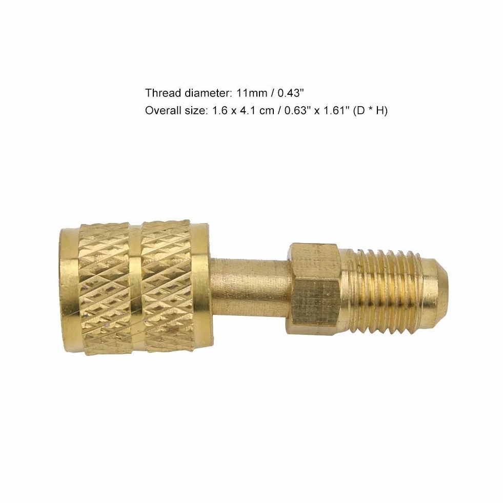 Nowy mosiężny adapter AC R410A do 1/4 "męskiego na 5/16" żeńskiego z wężem do napełniania rdzenia zaworu do pompy wysokiej jakości