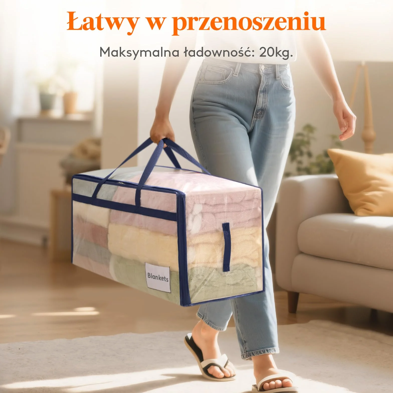 Lifewit 8 sztuk 90 l toreb do przeprowadzki z uchwytem, torba do przechowywania kołder, duża torba z zamkiem błyskawicznym, do przechowywania pościeli, torba transportowa, torba na ubrania,