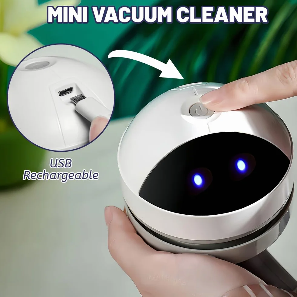 Flintronic Mini odkurzacz, mały odkurzacz do ładowania przez USB, przenośny odkurzacz z mocną bezprzewodową mocą ssania do stołu, biura, samochodu, szkoły i domu – słodkie wyrażenia
