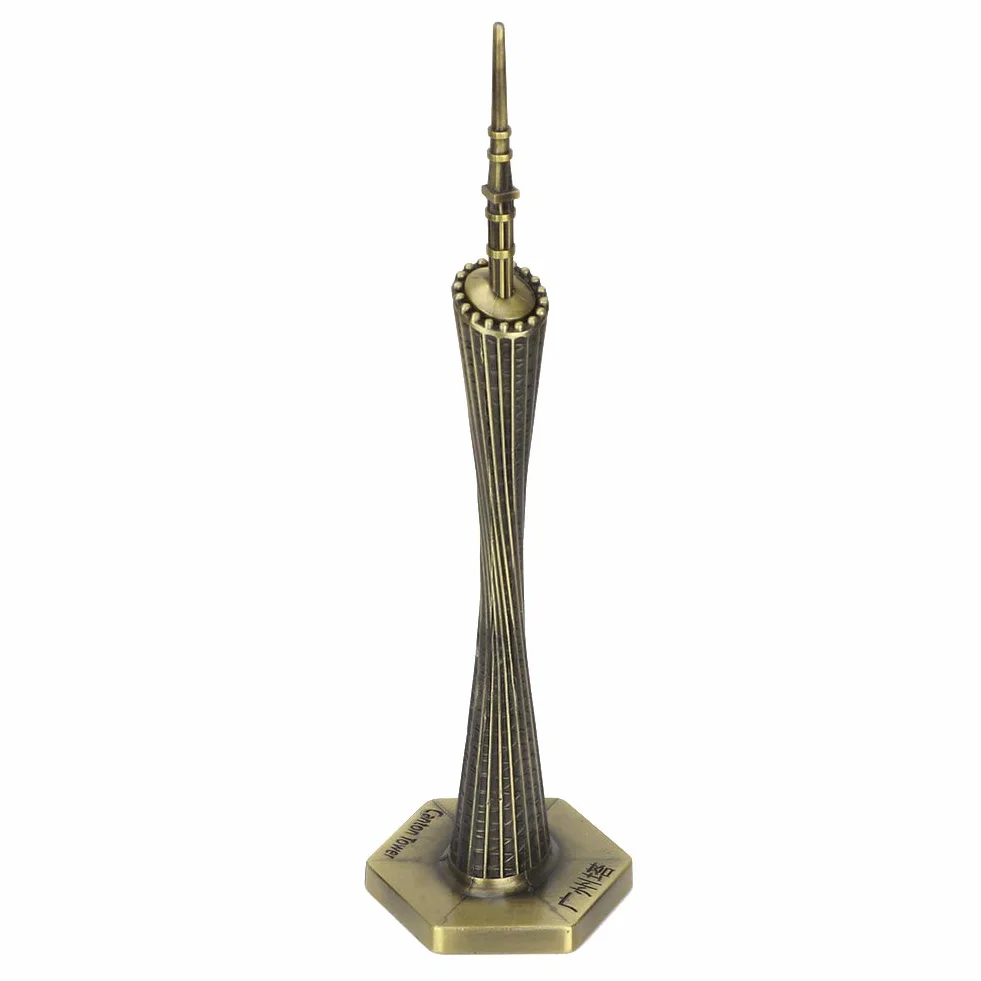 Marhynchus Metal Canton Tower model Guangzhou mała talia, vintage, rzemiosło artystyczne, pamiątka z ornamentów (brąz)