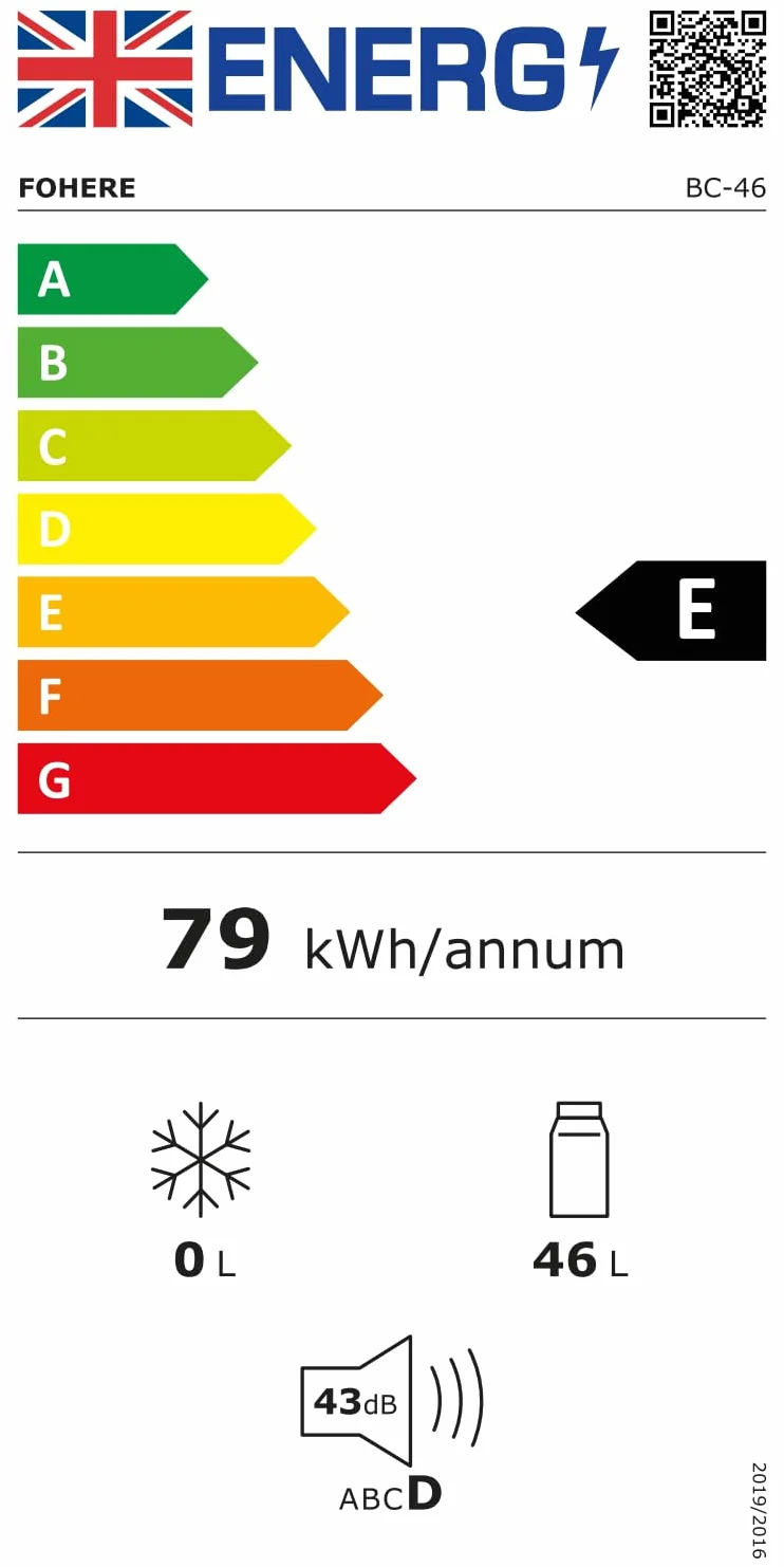 Mini lodówka FOHERE 46 l z komorą na lód | Chłodziarka do napojów | Kontrola temperatury, energooszczędna, cicha | Mała lodówka idealna do kuchni, biura, sypialni | Odwracalne zawiasy drzwi | Biała
