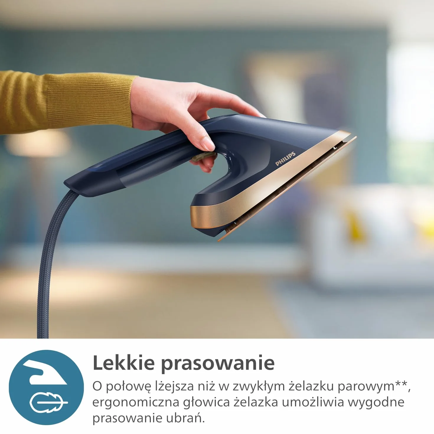 Philips All-in-One Zestaw do Prasowania 8500 – Deska z Regulacją Kąta, Technologia OptimalTEMP, Odłączana Podstawa, Zabija 99,9% Bakterii i Roztoczy, Ciemnoniebieski (AIS8530/20)