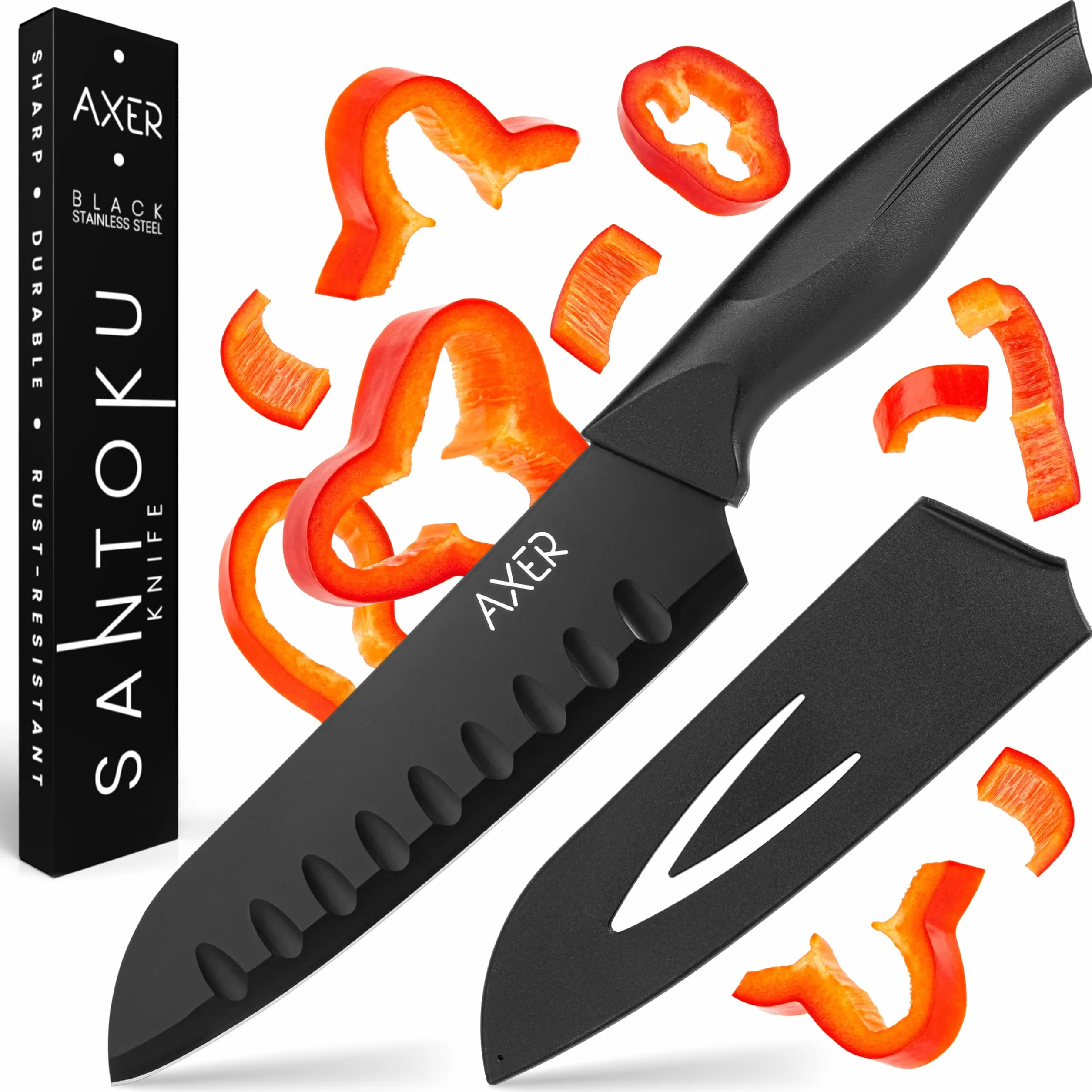 Axer Nóż Santoku 18 cm - Profesjonalny Nóż Szefa Kuchni - Japoński Profesjonalny Nóż Kuchenny - Japanese Chef Knife - Santoku Knife Kitchen