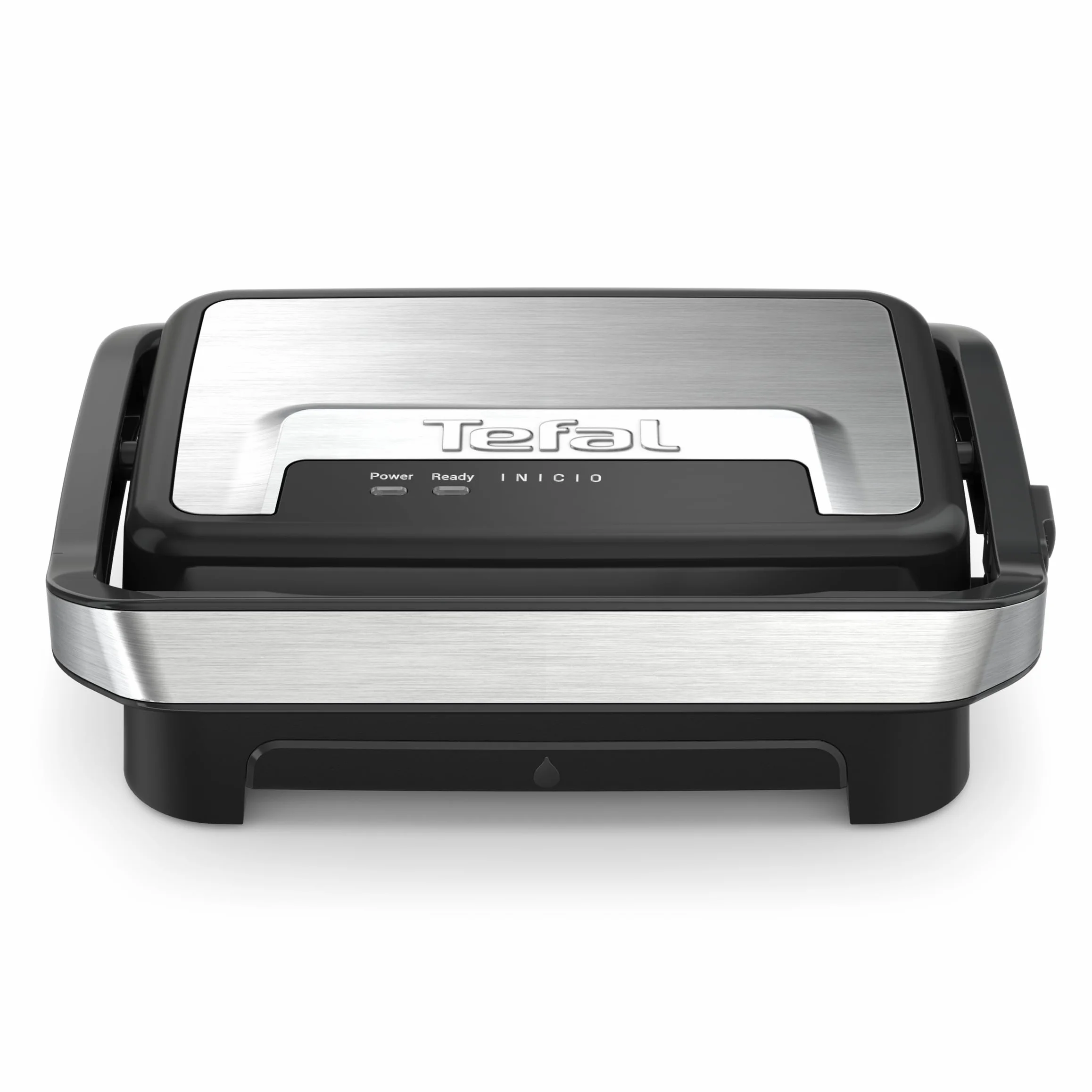 TEFAL GC270D10 Opiekacz do panini i grill Inicio Compact, 2w1, porcja dla 2 osób, szybkie nagrzewanie, 1000 W, nieprzywierające płyty, wyjmowana tacka ociekowa, pionowe przechowywanie, srebrno-czarny