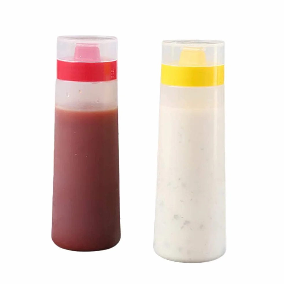 2 butelki do wyciskania, 300 ml, bez BPA, z 4 otworami, plastikowe, grube butelki do sosów, sosów, keczupu, na sosy, do sosów, sosów, sosów, sosów, sosów, na sosy, do sosów