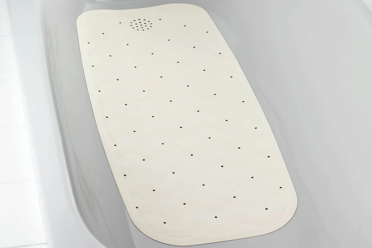 Mata do wanny z naturalnego kauczuku Wenko 37 x 90 x 1,6 cm beżowa