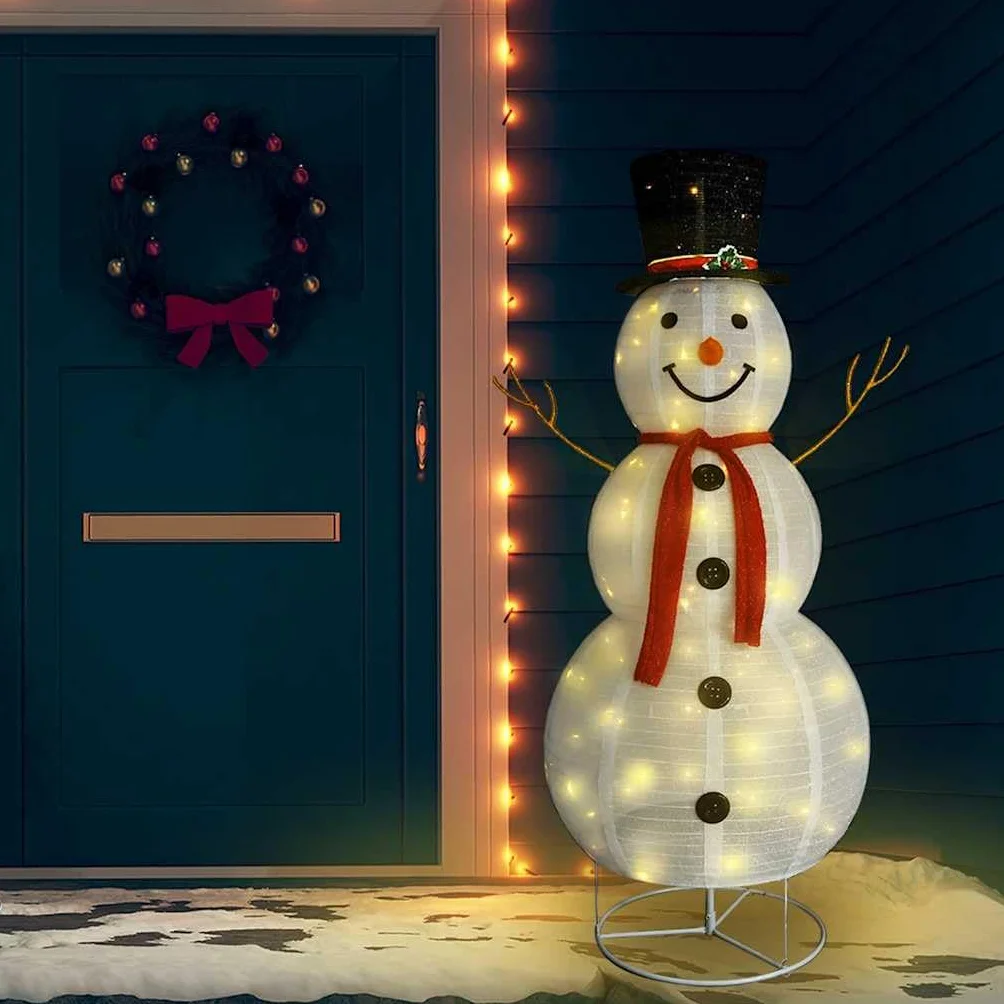 Bałwan LED figurka bożonarodzeniowa z materiału, 180 cm, z 180 diodami LED, 8 trybami świecenia, złącze USB, odporna na warunki atmosferyczne, do użytku wewnątrz i na zewnątrz, świąteczna
