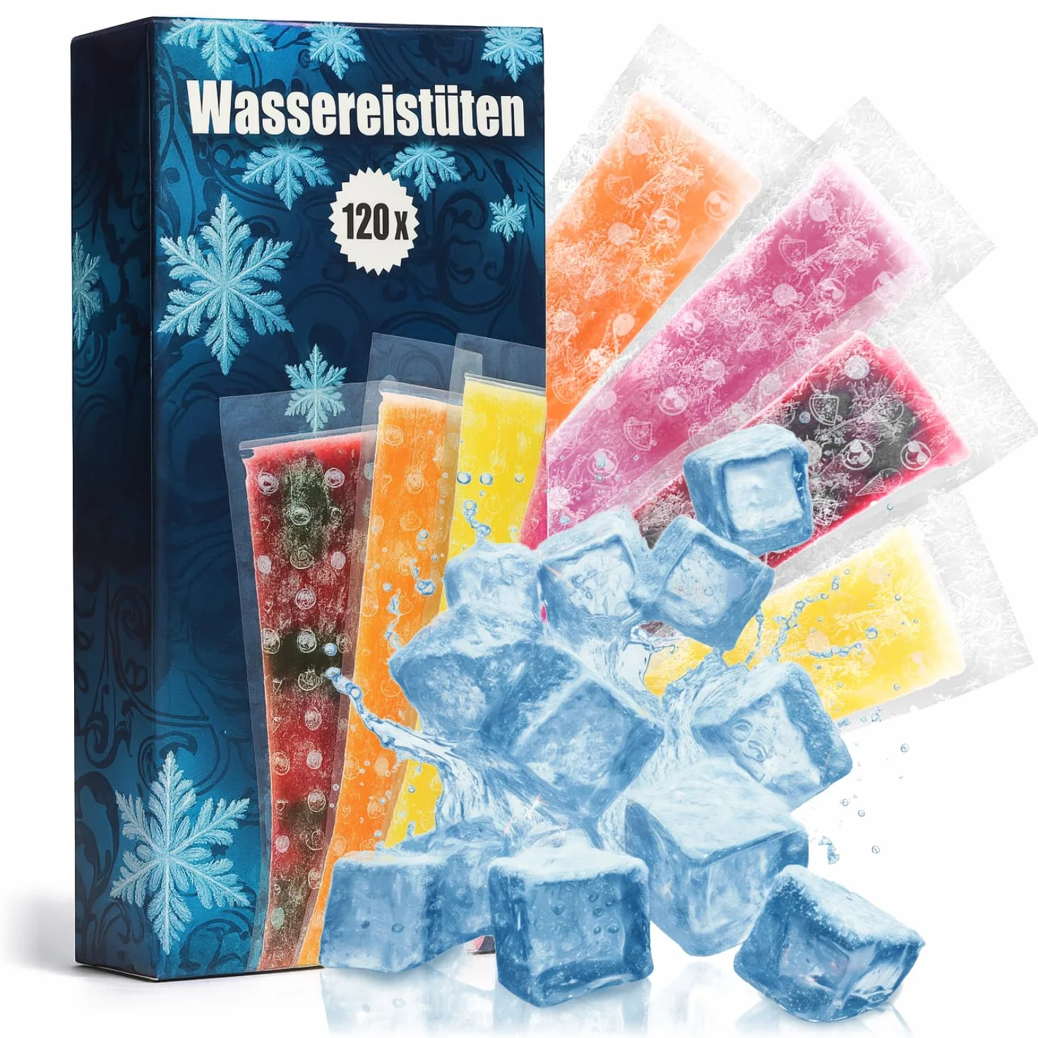 COM-FOUR® 120x Worki na lód 80 ml - mini torebki do zamrazarki - woreczki na domowy lód wodny - worek na lód w kiju z zamkiem blyskawicznym (120 sztuk - przezroczysty rozek do lodów wodnych)