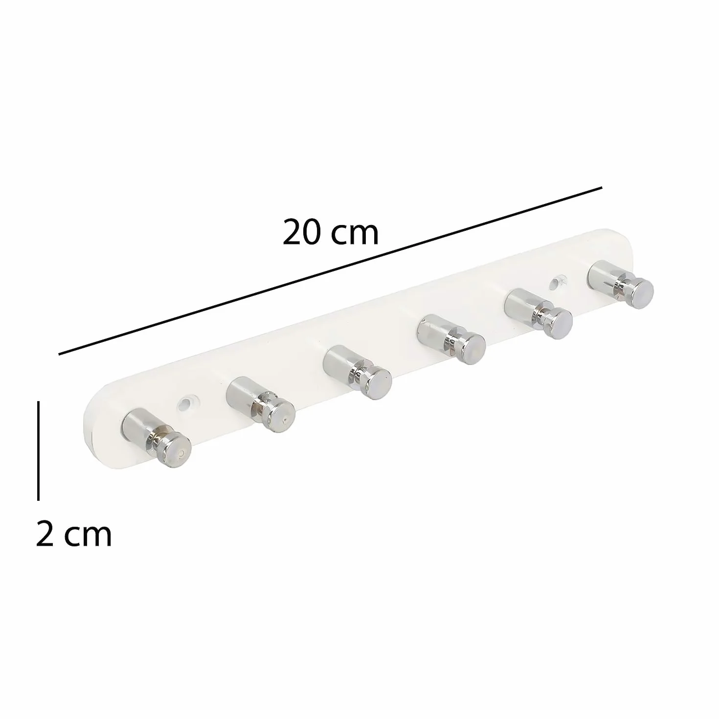 Webelkart JaipurCrafts aluminiowy i ABS dekoracyjny 6-pinowy uchwyt na klucze z białym wykończeniem (wys. 2,50 x szer. 20,00 x gł. 3,00 cm)