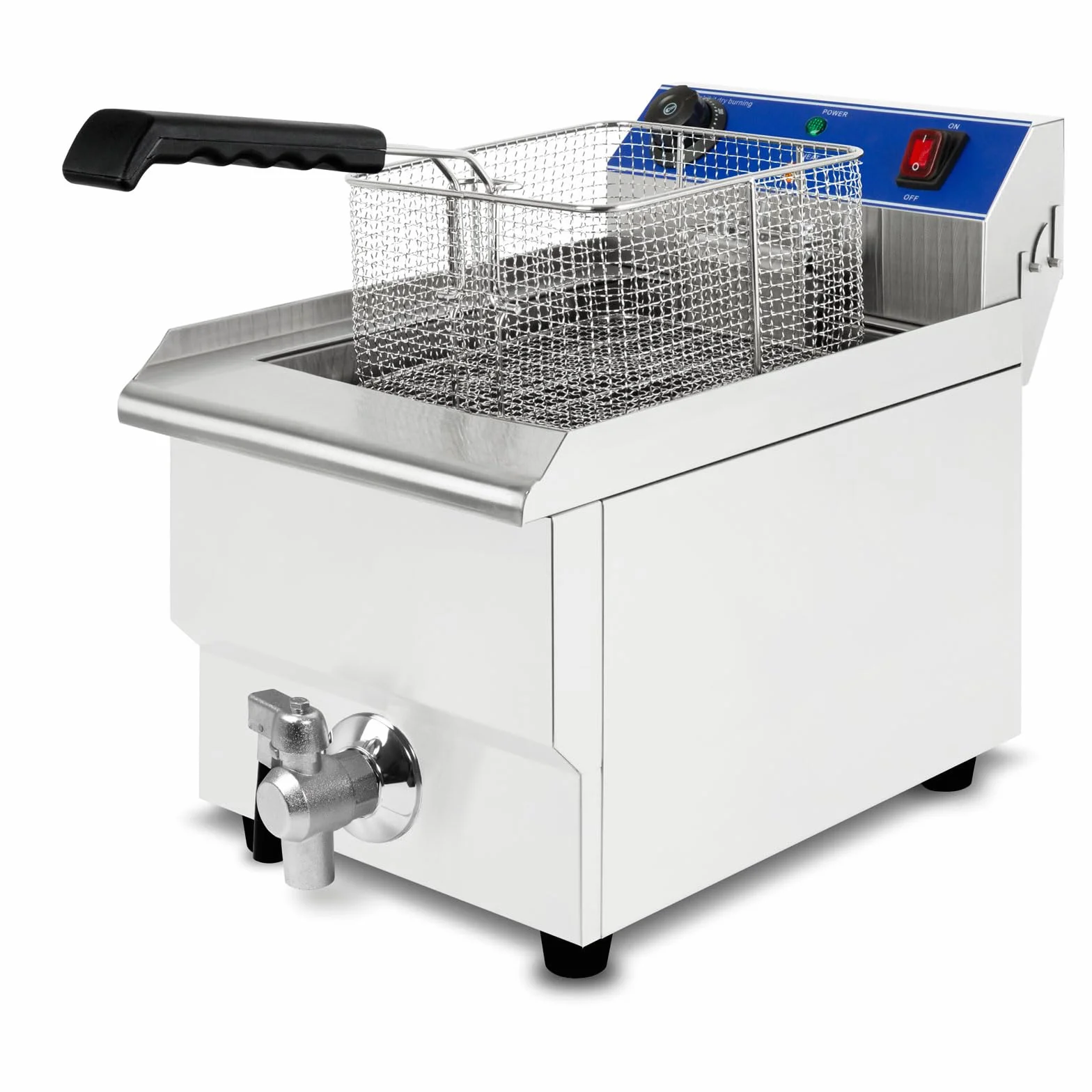 VERTES Frytkownica 10L, 3000 W, temperatura regulowana do 250°C, zasilanie elektryczne 230V, pojemność oleju 8,5 litrów, zasada zimnej strefy, kosz do smażenia, funkcja resetowania, stal nierdzewna