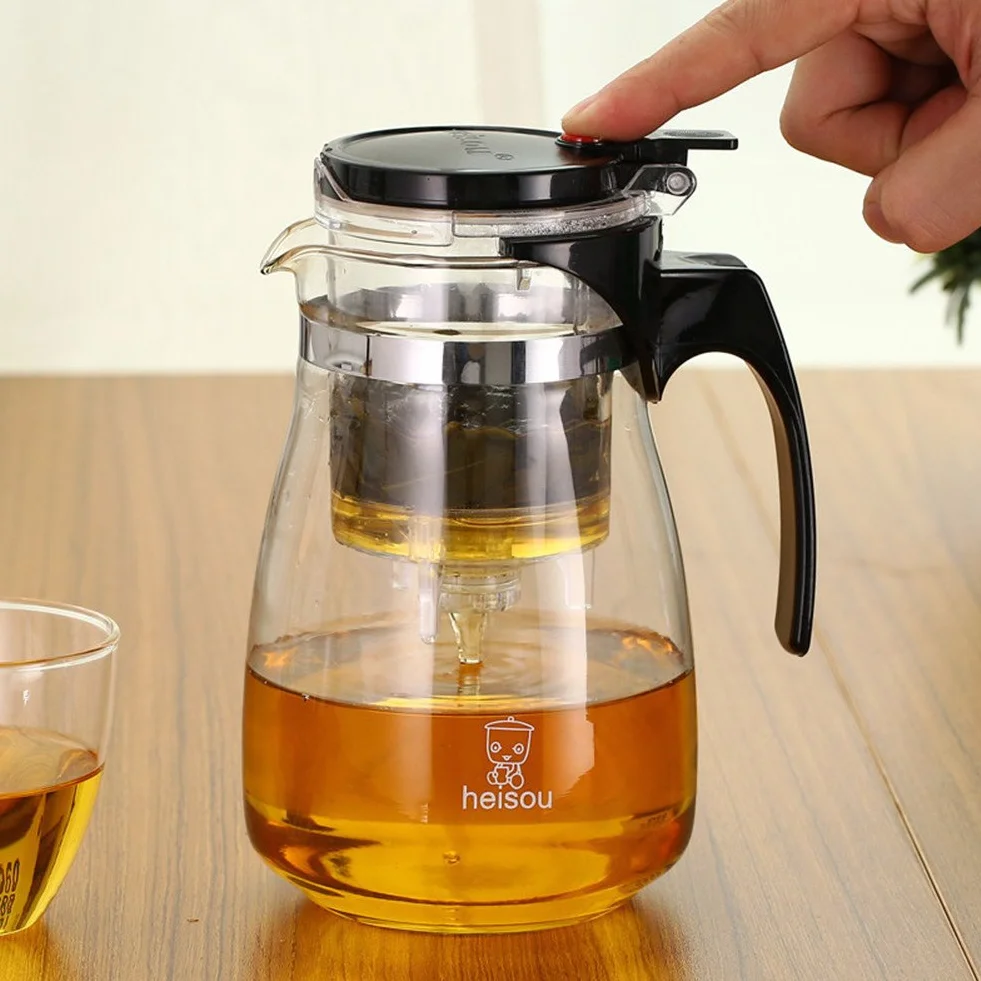 1000ML szklany czajnik z wyjmowanym infuserem, Kungfu Tea Art szklany czajnik ze stali nierdzewnej Dżanka filtracyjna ze stali nierdzewnej z infuserem (750ML)