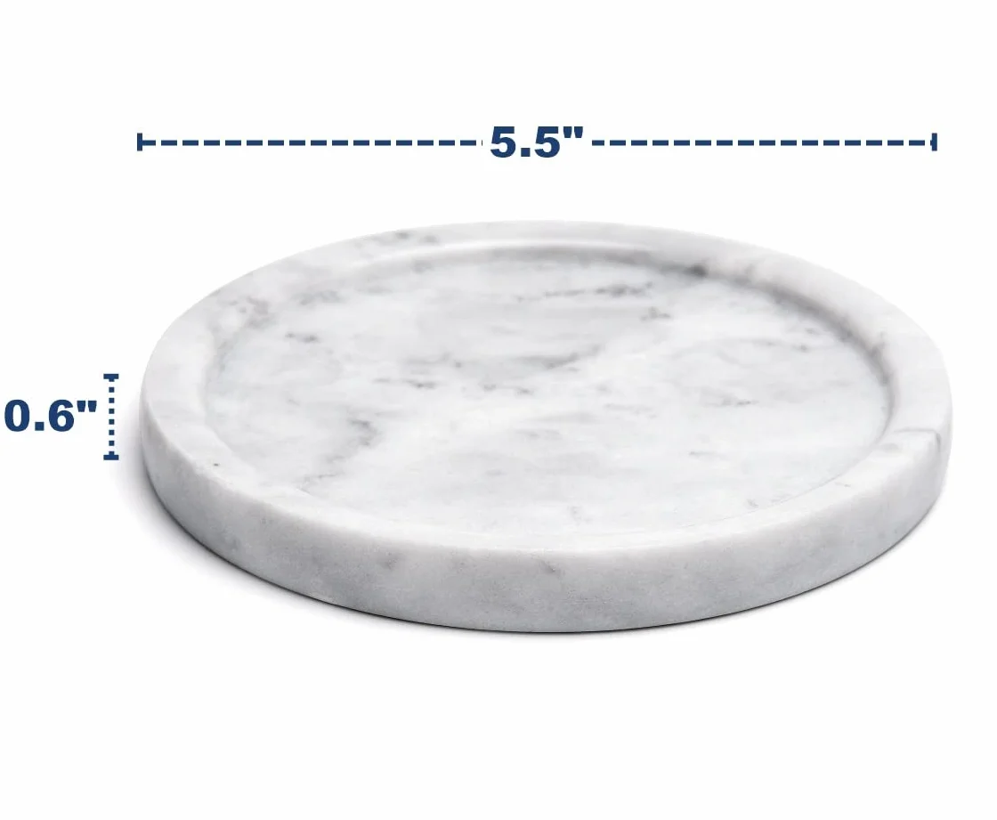 Okrągła taca z naturalnego marmuru 14 cm do przechowywania biżuterii i perfum
