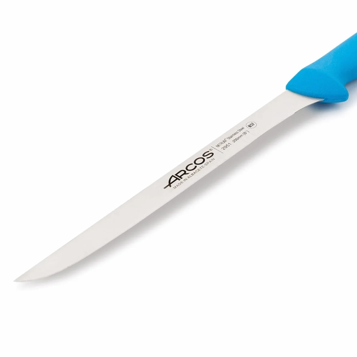 Arcos 295123 seria 295 2900-filet nóż nóż - ostrze nitrm 200 mm (7,87 cala) - uchwyt polipropylenowy niebieski kolor, stal nierdzewna i tworzywo sztuczne