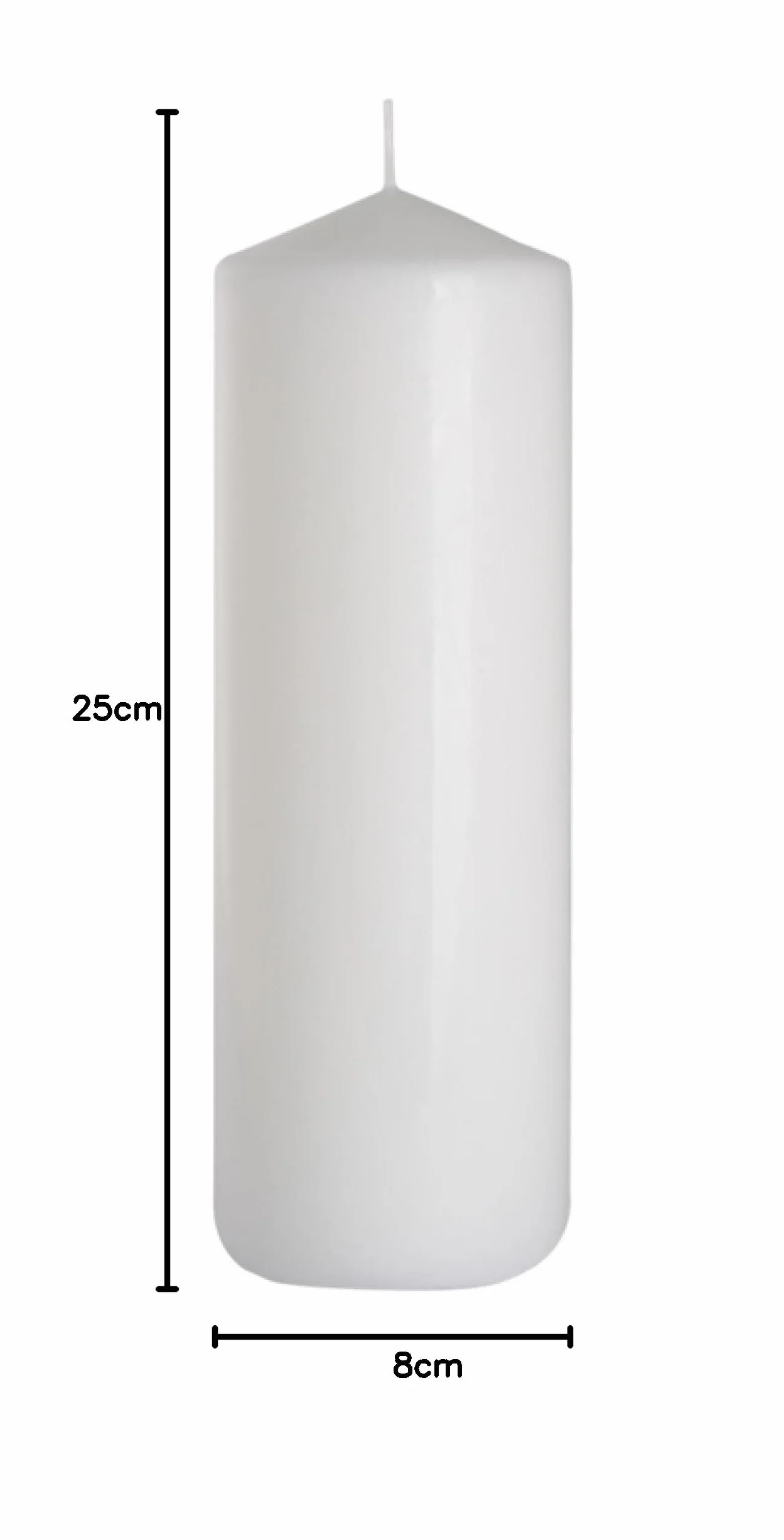 Świeca pieńkowa biała, Ø 8 x 25 cm wysokości, ok. 160 h czas palenia!