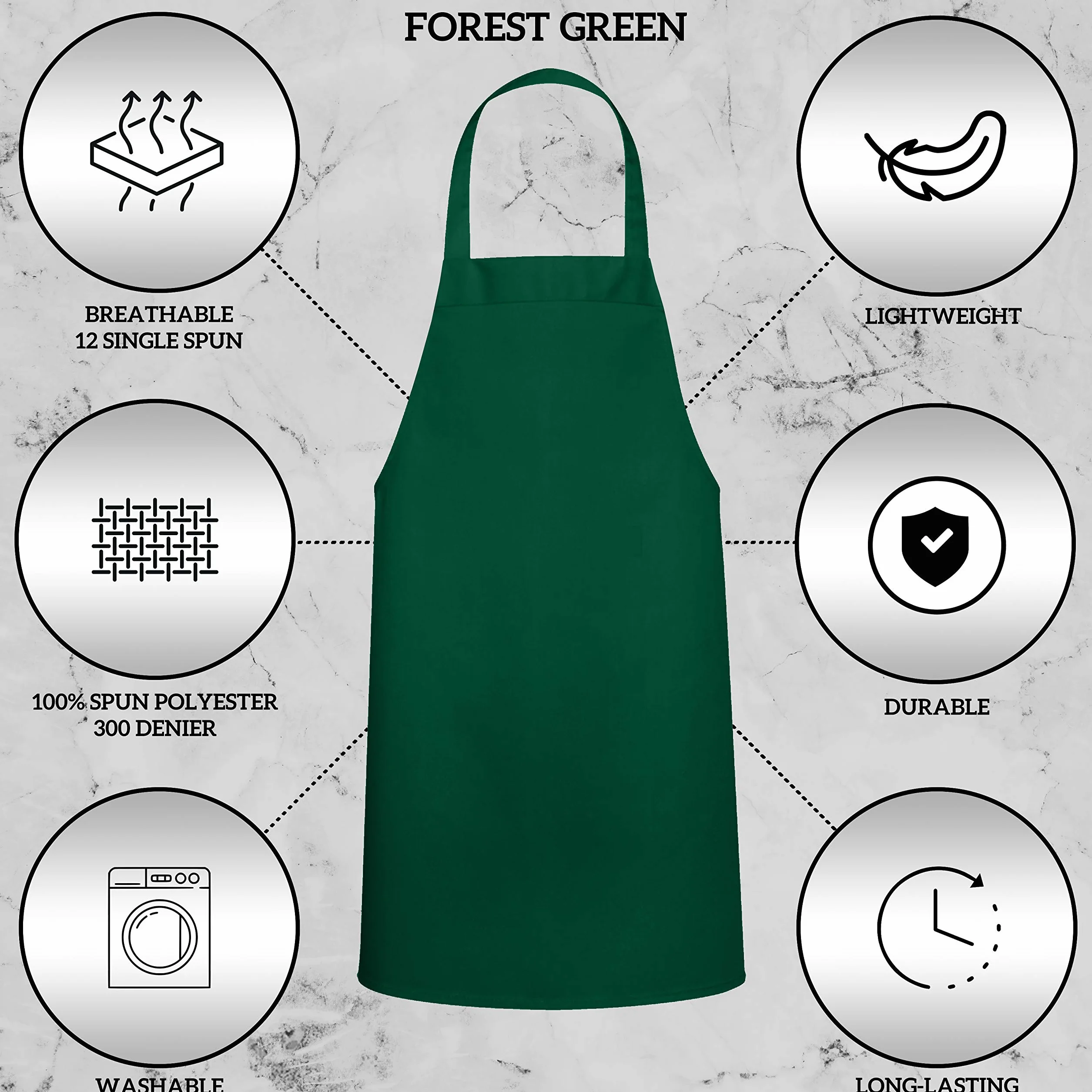 Zielony styl życia 12 szt. fartuch na szelkach - unisex czarny fartuch luzem można prać w pralce do kuchni rzemiosła grilla rysunku na zewnątrz