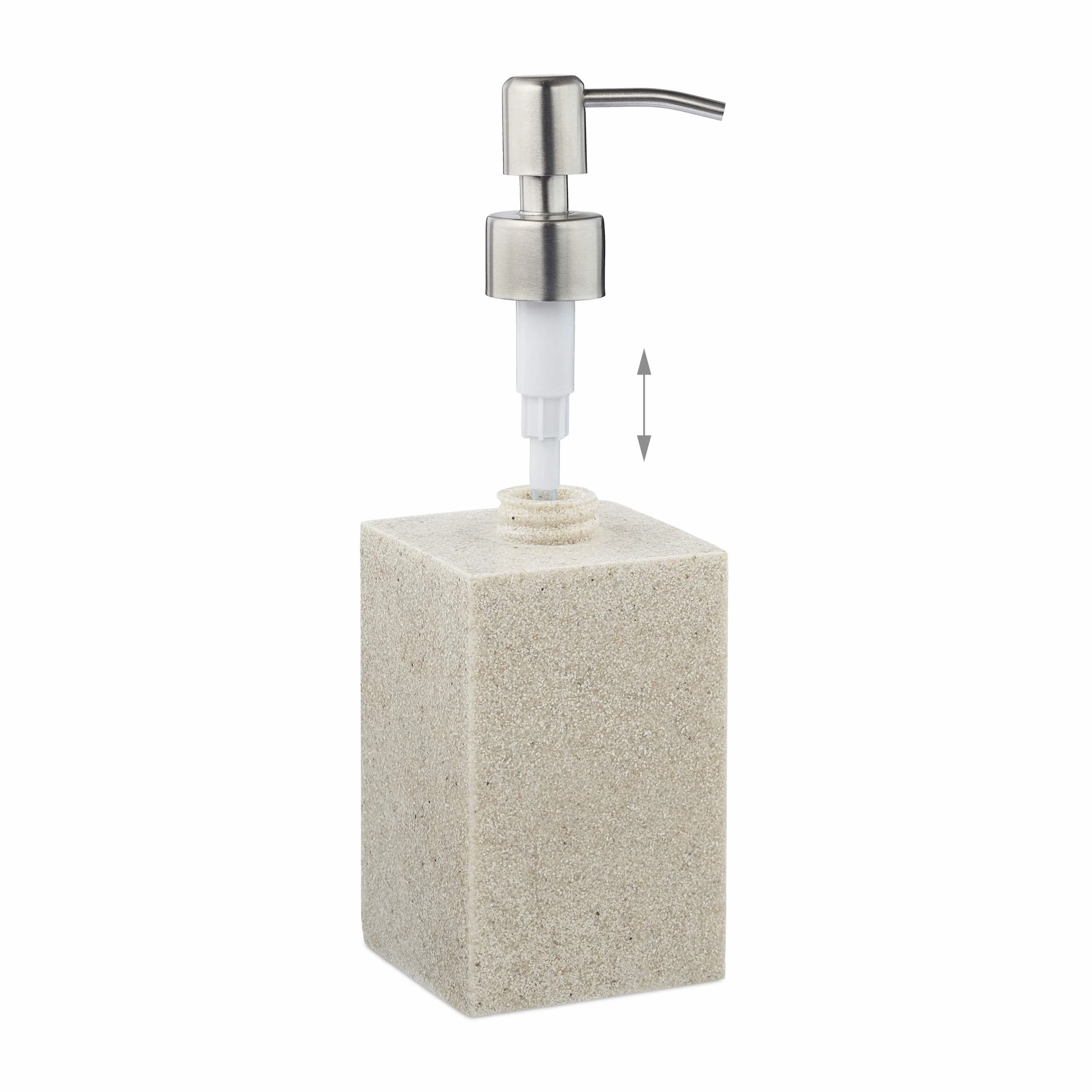 Relaxdays dozownik mydła 300 ml, do ponownego napełniania, z pompką, do kuchni i łazienki, stal nierdzewna, beżowy
