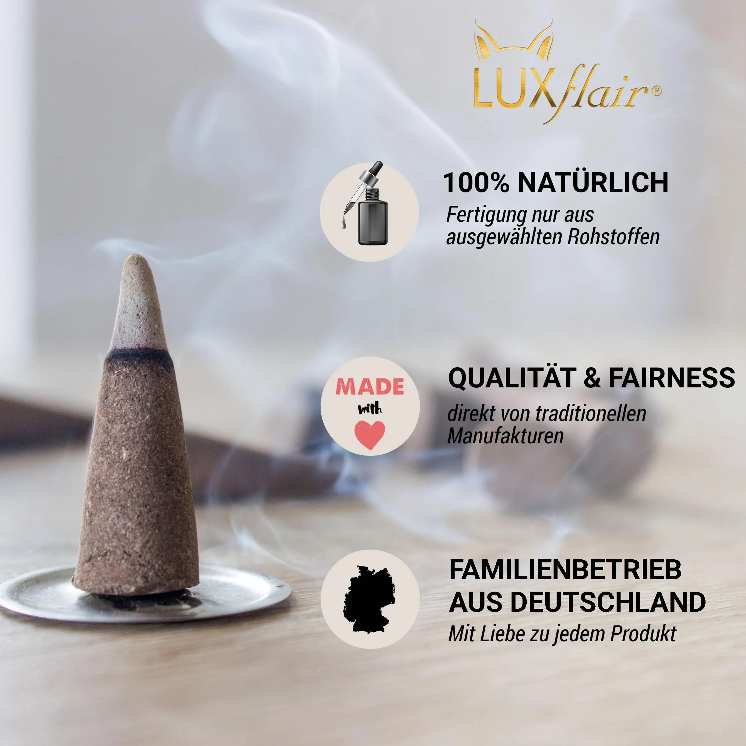LUXflair Masala stożki kadzidłowe Copal (25 kadzidełek), 100% naturalne, z drobno zmielonymi żywicami. Autentyczne i ręcznie wykonane w Indiach