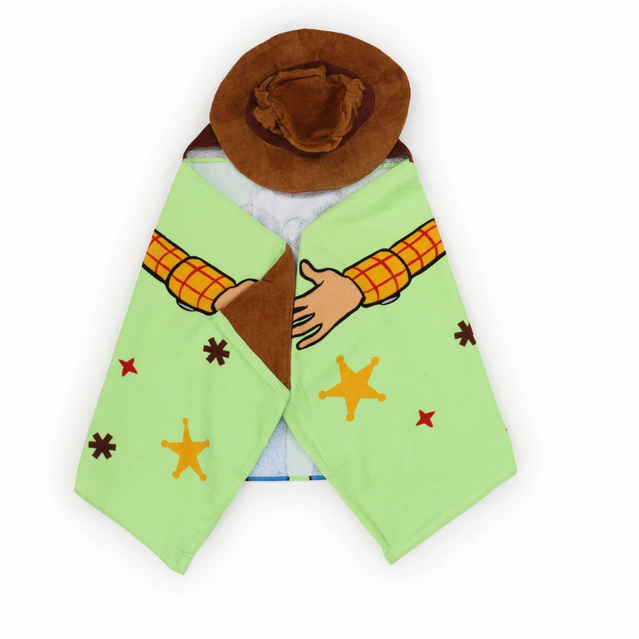 Jay Franco Disney Pixar Toy Story Woody - koc z kapturem 56 × 56 cm dla dzieci, super miękki do łazienki, plaży, basenu i podróży, oficjalnie licencjonowany produkt, zielony