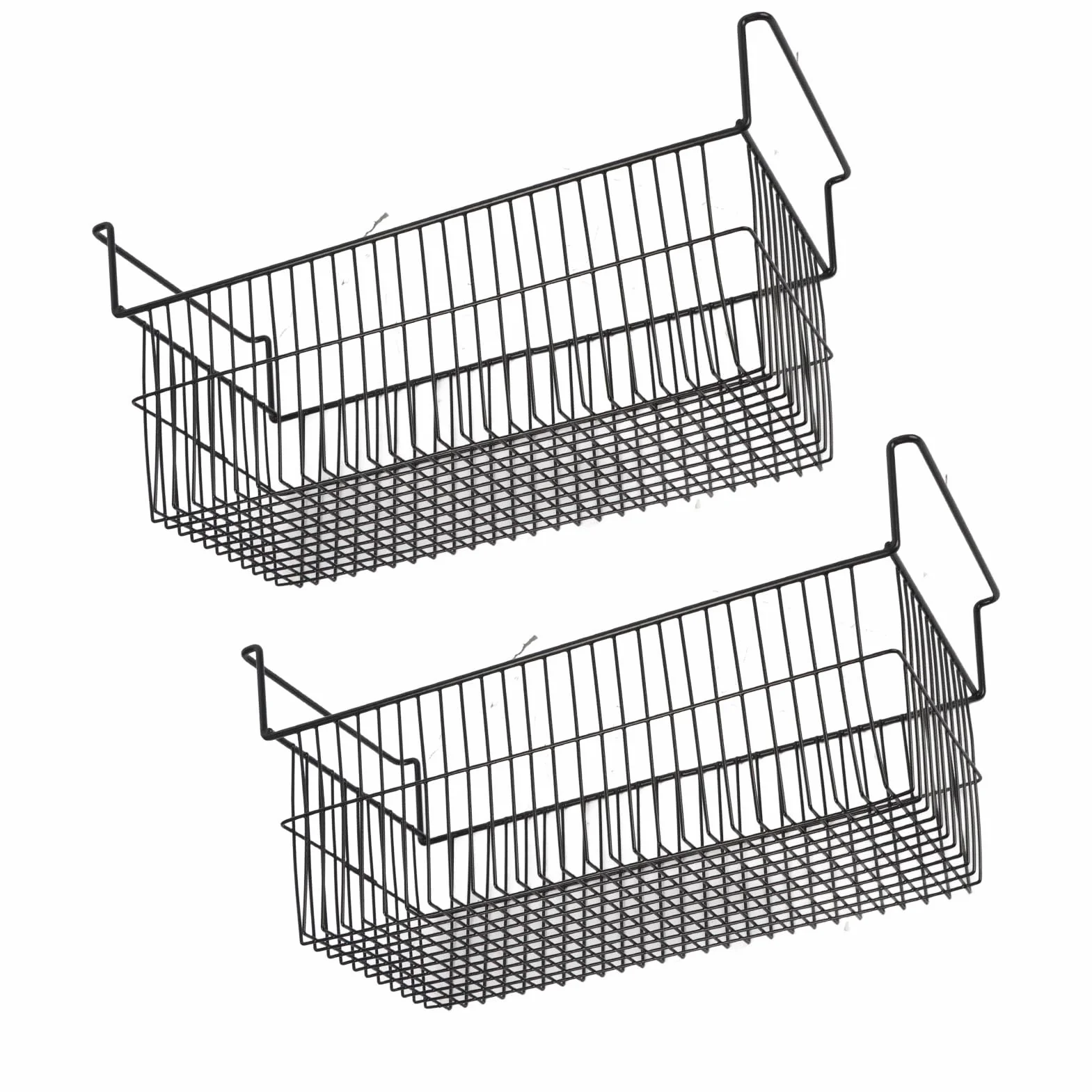 Generic Pojemniki z zamrażarką skrzyniową Mocny Metalowy Drut Możliwość Układania w Stosy Regał do Przechowywania Schludnych Przyborów Kuchennych 2 Opakowania do Szafek, Szaf Czarny (Dł. 63 cm x