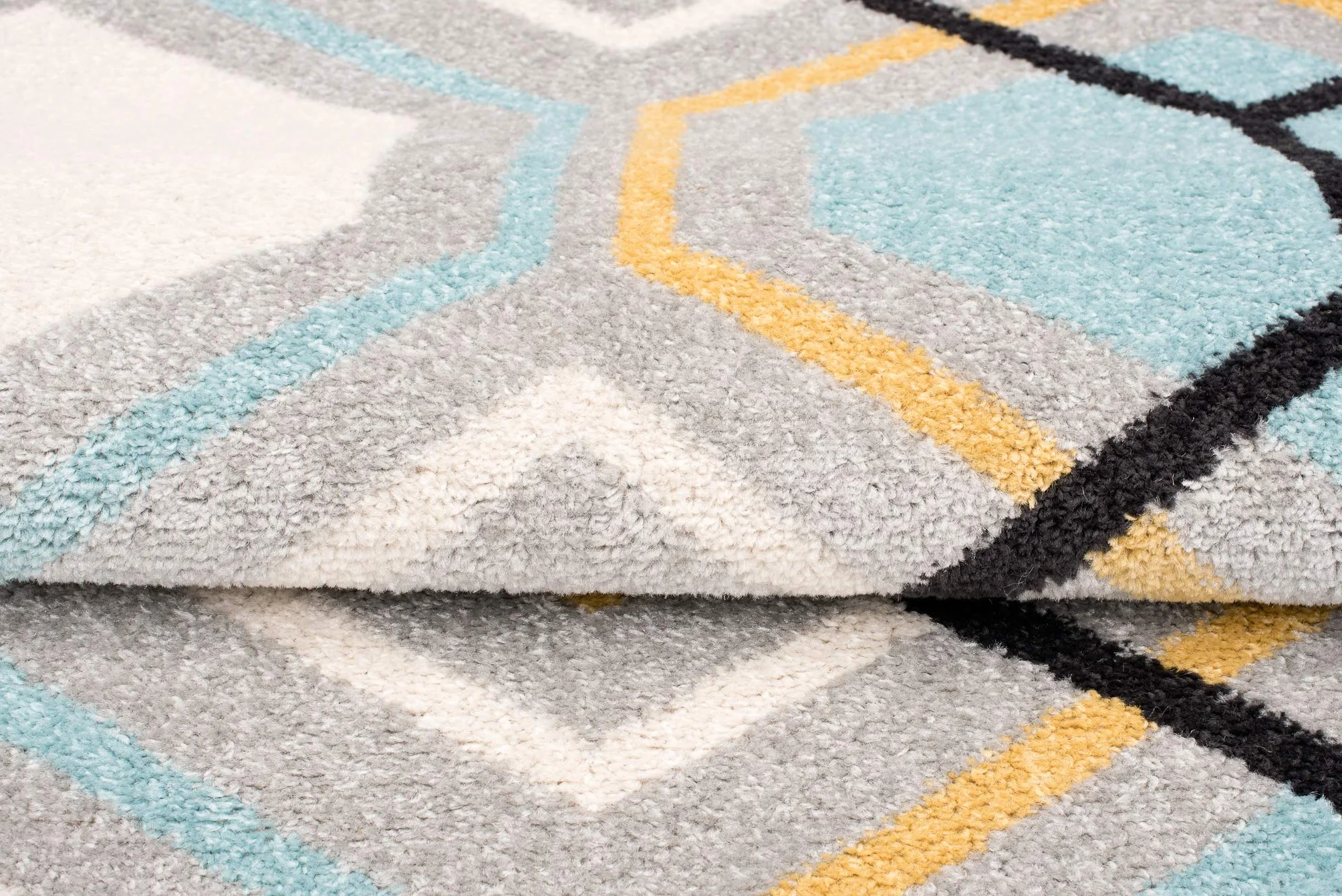 Tapiso LAZUR dywan do salonu, krótkie runo, nowoczesny, geometryczny kratka, szary, kremowy, żółty, jasnoniebieski, do sypialni, Ökotex 300 x 400 cm