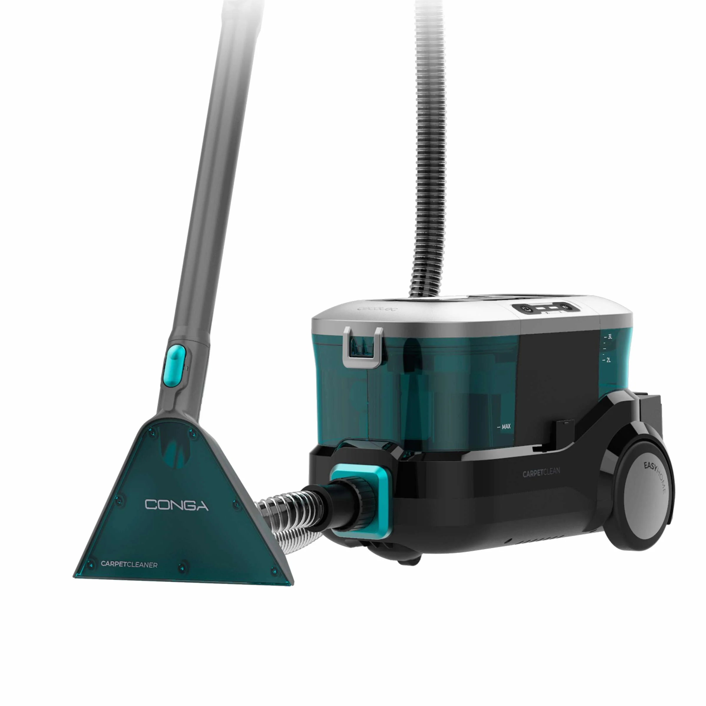 Cecotec Conga CarpetClean 10000 EasyHome odkurzacz do dywanów, środek do czyszczenia tapicerki, 800 W, zbiornik na wodę 3 l i zbiornik na brudną wodę 1,5 l, system wielopowierzchniowy, zestaw