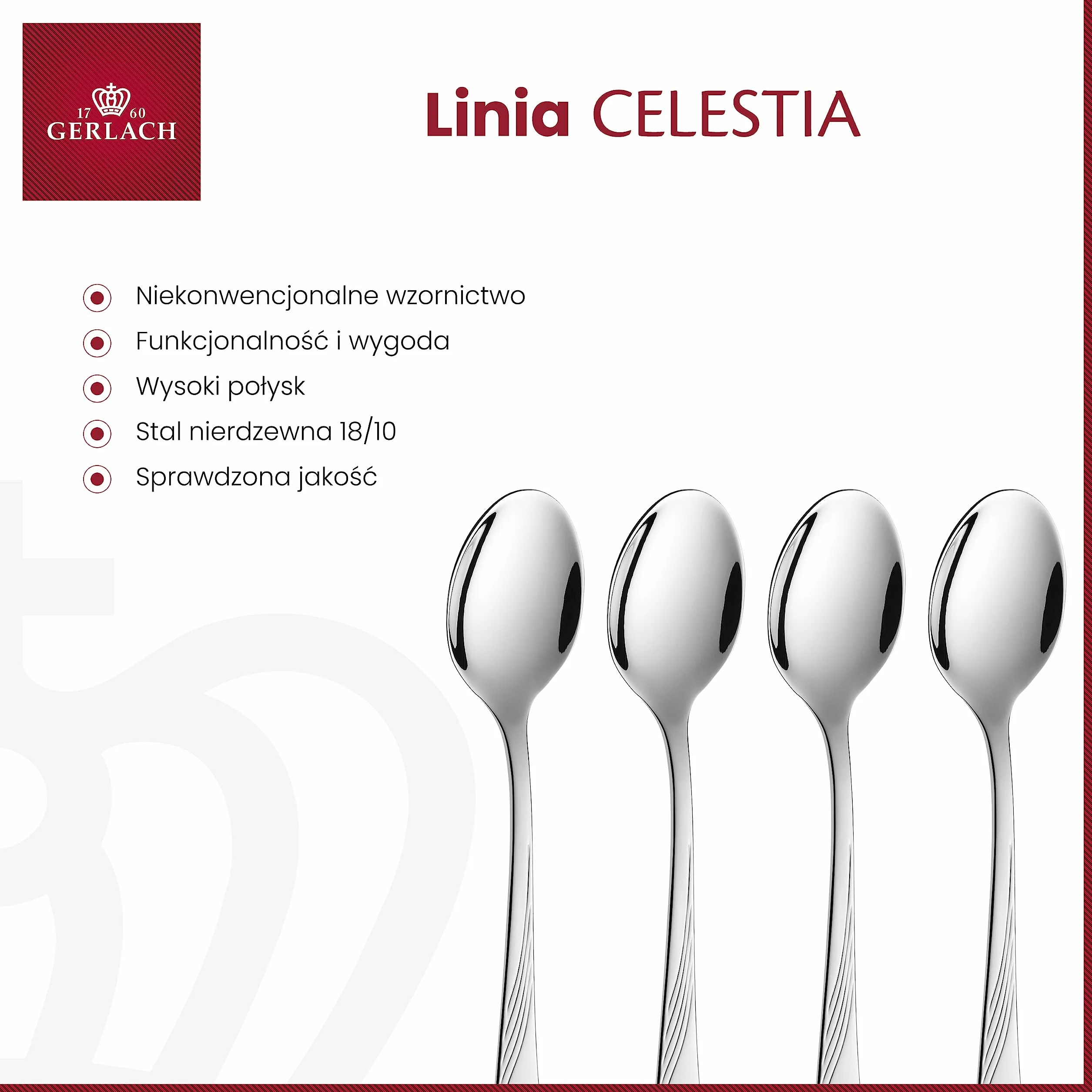 Gerlach Celestia Sztućce, Srebrny, 6 Sztuk