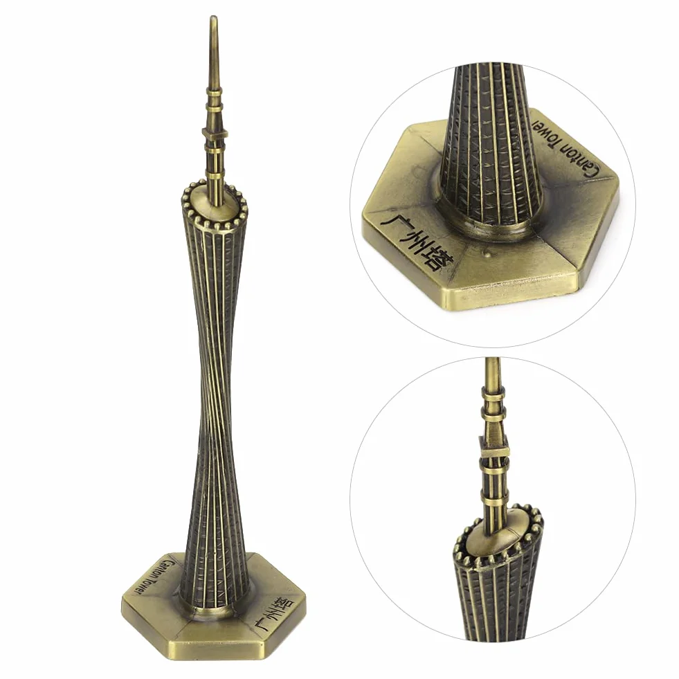 Marhynchus Metal Canton Tower model Guangzhou mała talia, vintage, rzemiosło artystyczne, pamiątka z ornamentów (brąz)