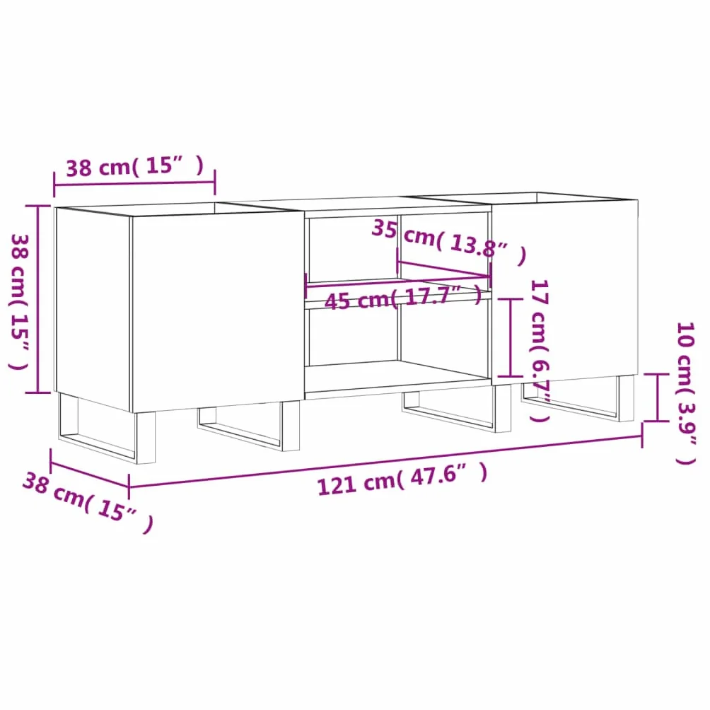Biała szafka na płyty - 121 x 38 x 48 cm - Engineered Wood Rage na płyty winylowe i media - stylowy design do domu lub użytku - nowoczesna muzyka nizer