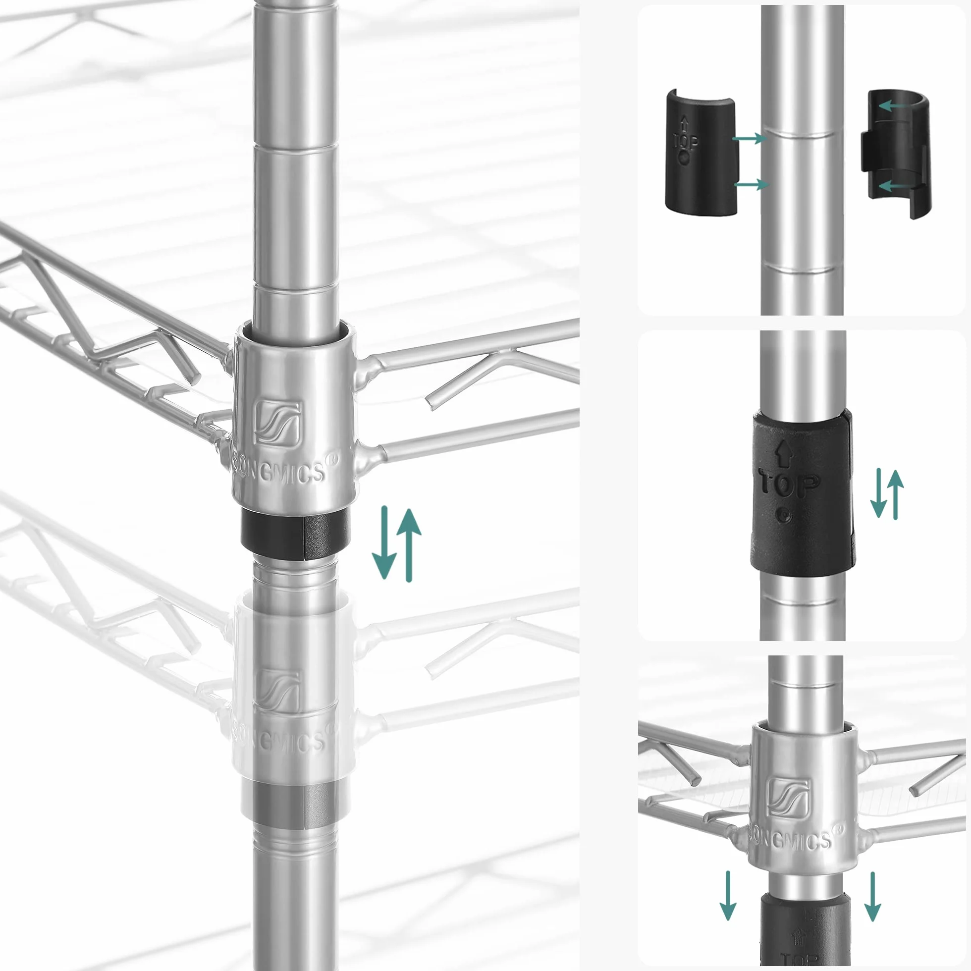 SONGMICS Półka kuchenna metalowa 6 poziomów regulowana wysokość 120 kg srebrny LGR116E01