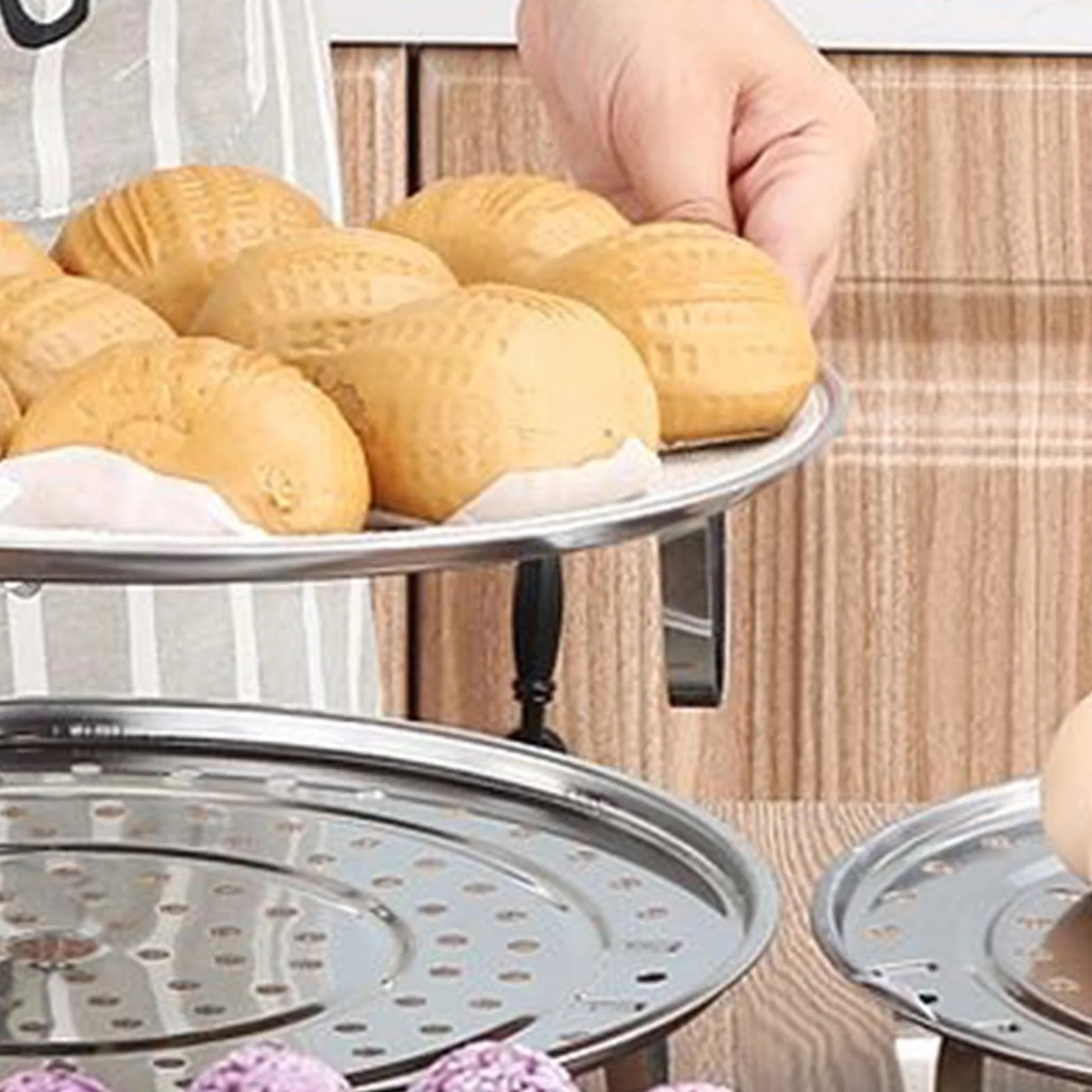 Stojak na parze ze stali nierdzewnej ze zdejmowaną nogą, wydajna cyrkulacja pary, wielofunkcyjne narzędzie kuchenne do zdrowych i pysznych potraw na parze (20 cm)