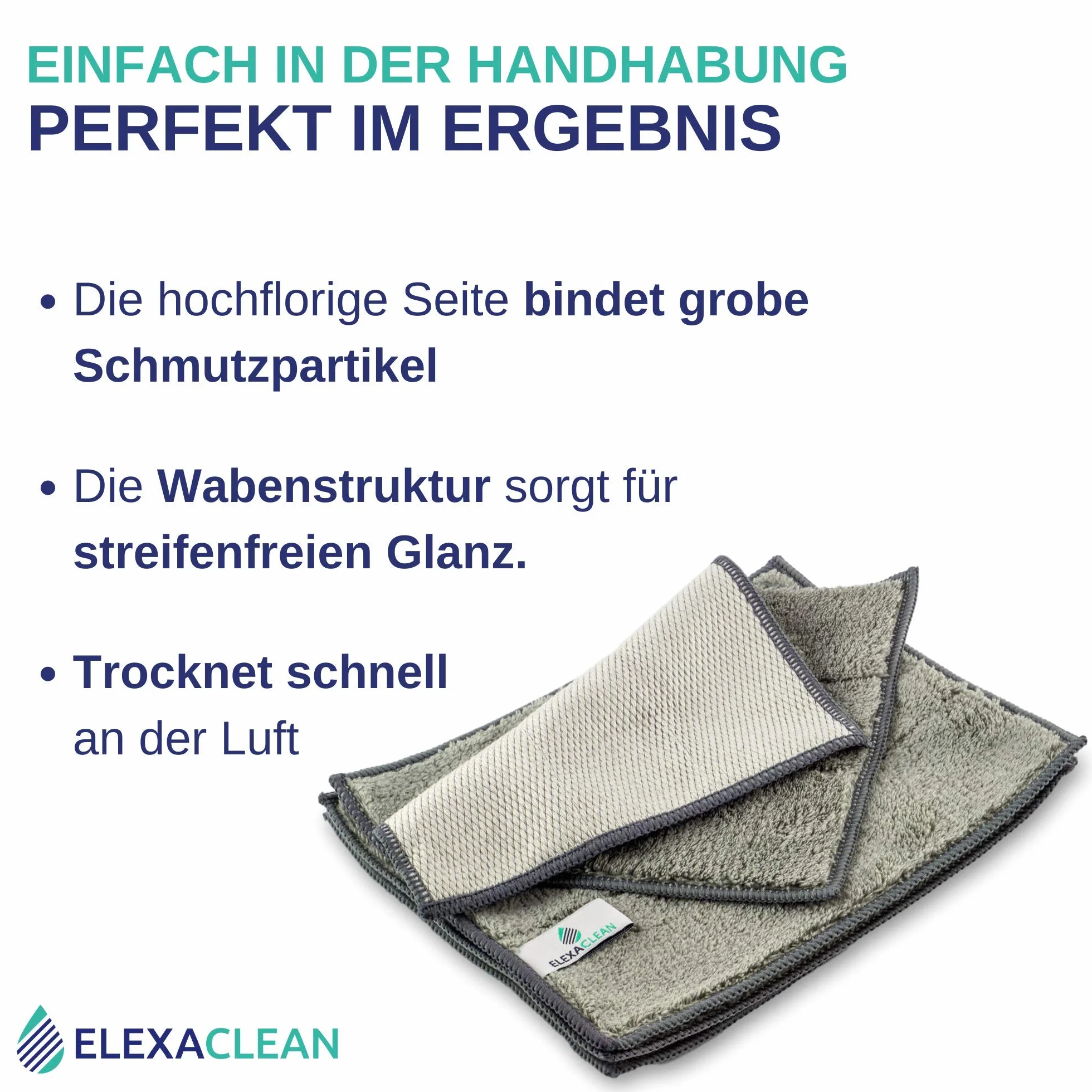 ELEXACLEAN zmywaki do prania - mikrofibra (szare, 8 szt., 24x20cm) ściereczki do naczyń do kuchni i porcelany
