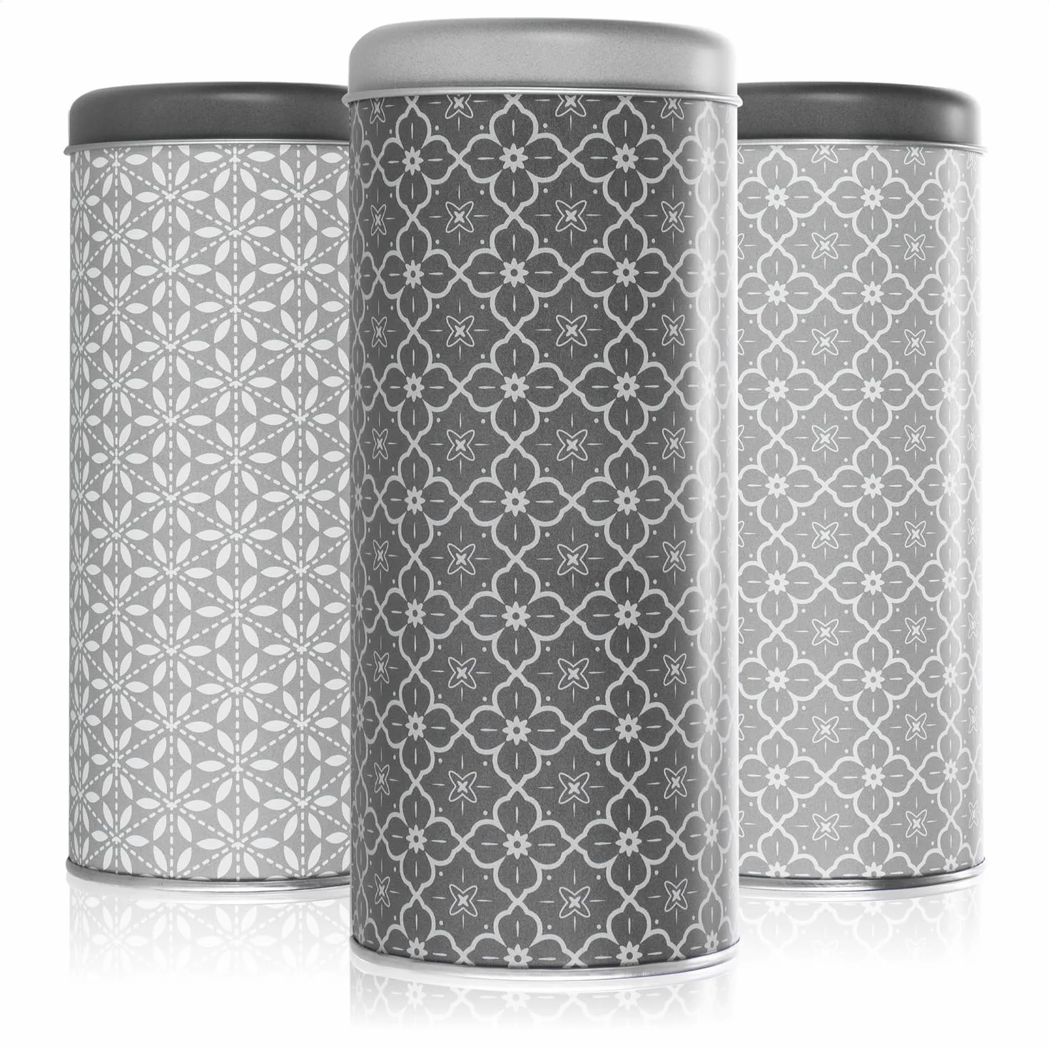 com-four® 3x Pojemnik na pady kawowe – Metalowe pudelko z pokrywka – Ozdobna puszka na kawe, herbate lub ciastka w stylu vintage (3 sztuki - Zestaw 4)