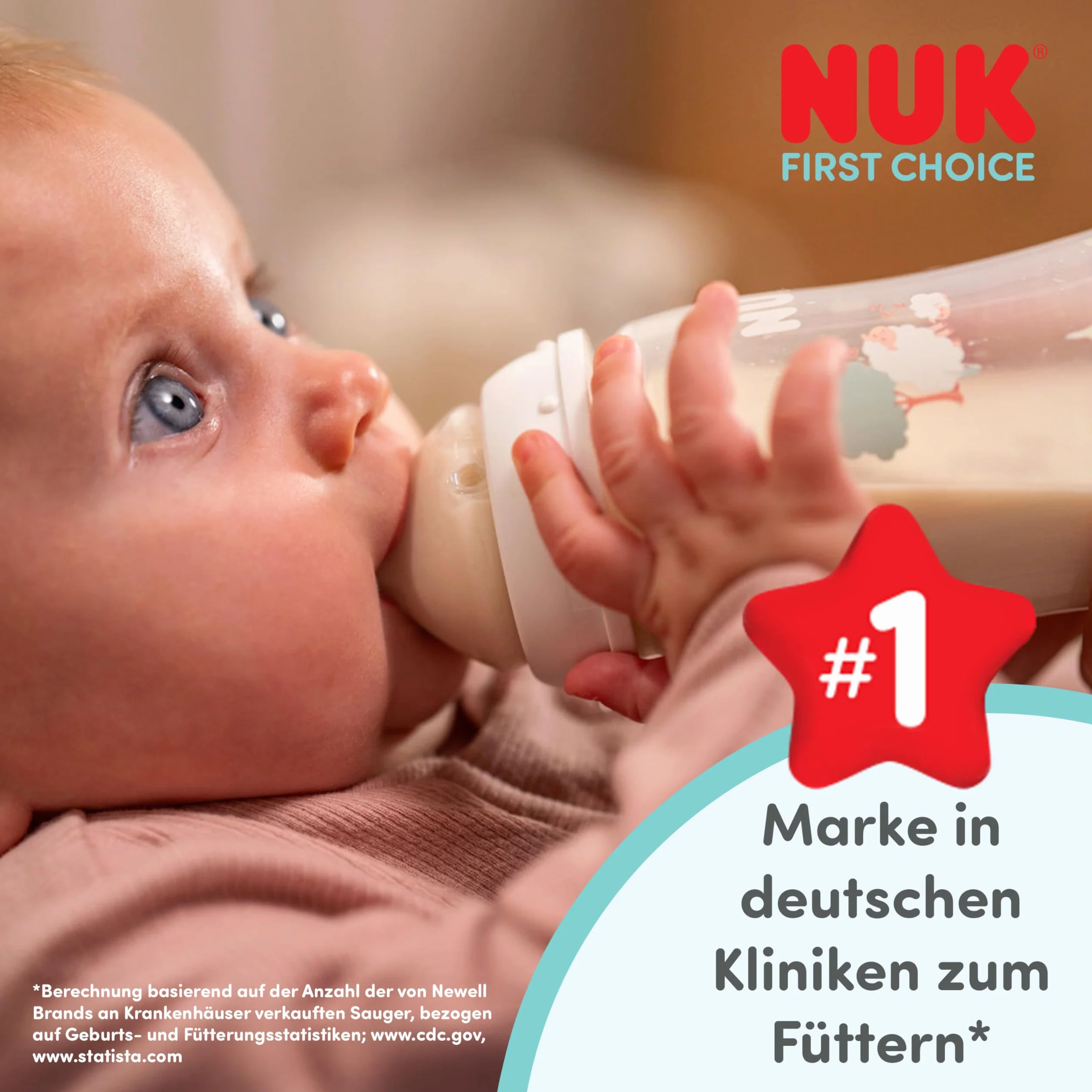 NUK First Choice Butelka dla niemowląt | 3+ miesiące | 300 ml | Butelka przeciwkolkowa | PP | Wskaźnik kontroli temperatury | Koala | 1 sztuka