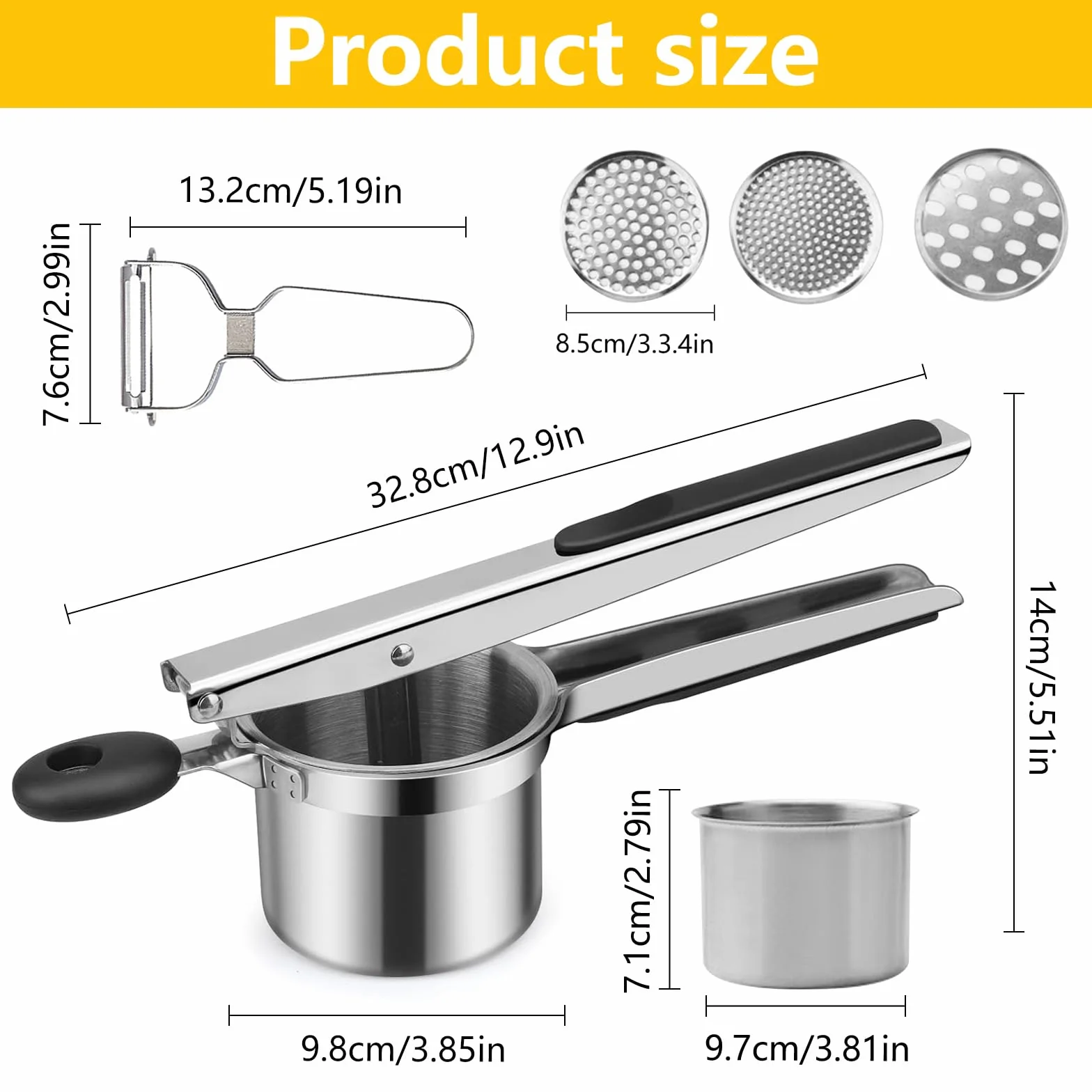 wytrzymała prasa do żywności - Mash Potato Ricer - wielofunkcyjna prasa do tłuczonych ziemniaków