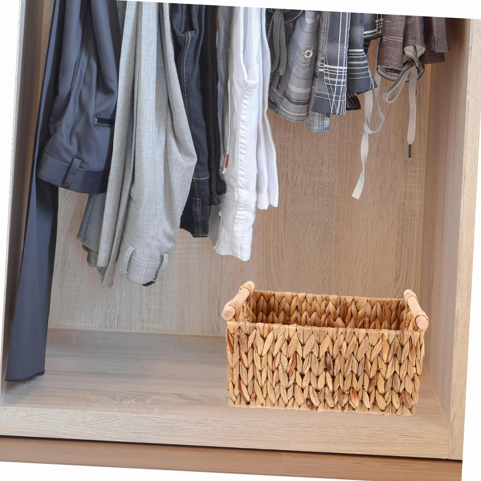 CHILDWEET Koszyk Wykonany z Trawy Wodnej Naturalny Koszyk Woven Do Przechowywania Dekoracyjny Organizer Do Zabawek i Biura